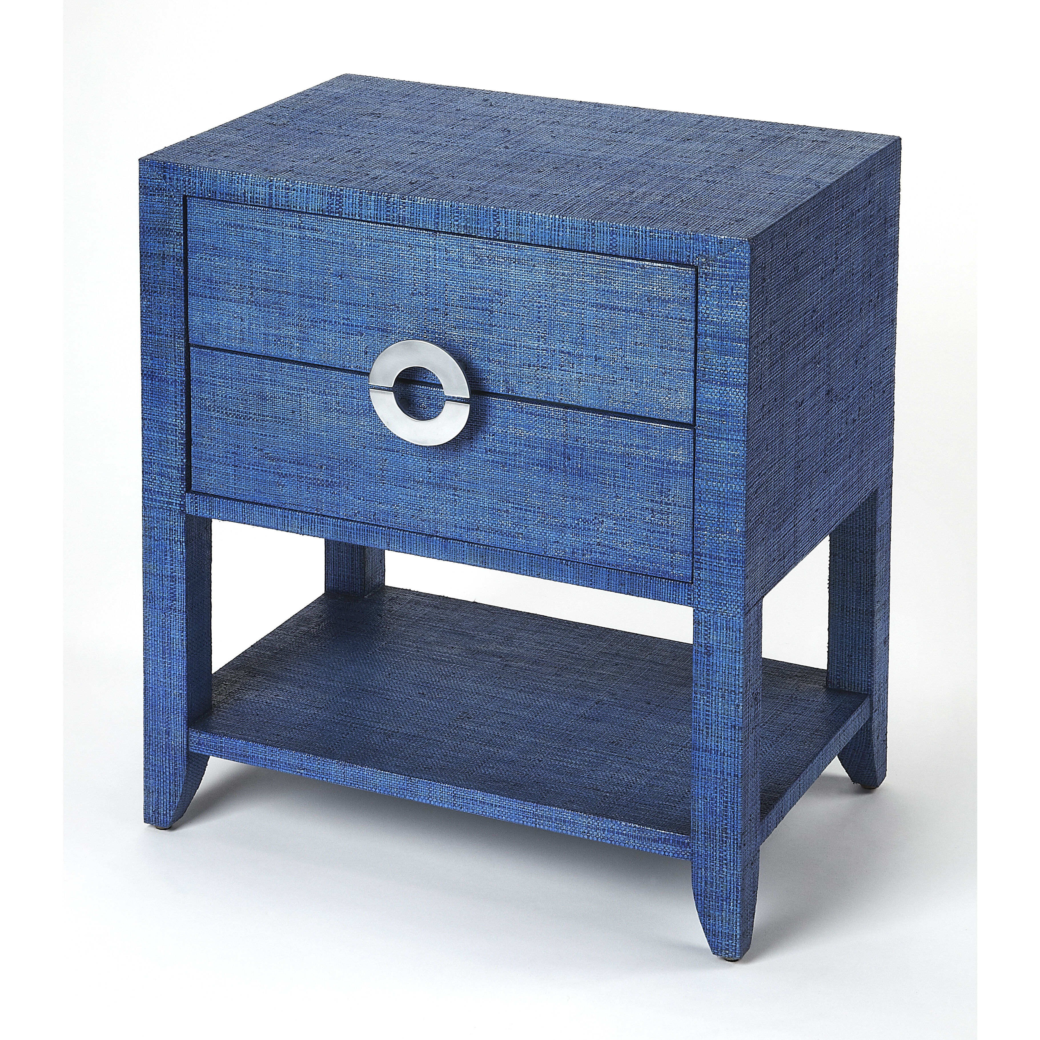 Butler Loft Amelle Blue Raffia 28 X 24 inch Navy Raffia Accent Table