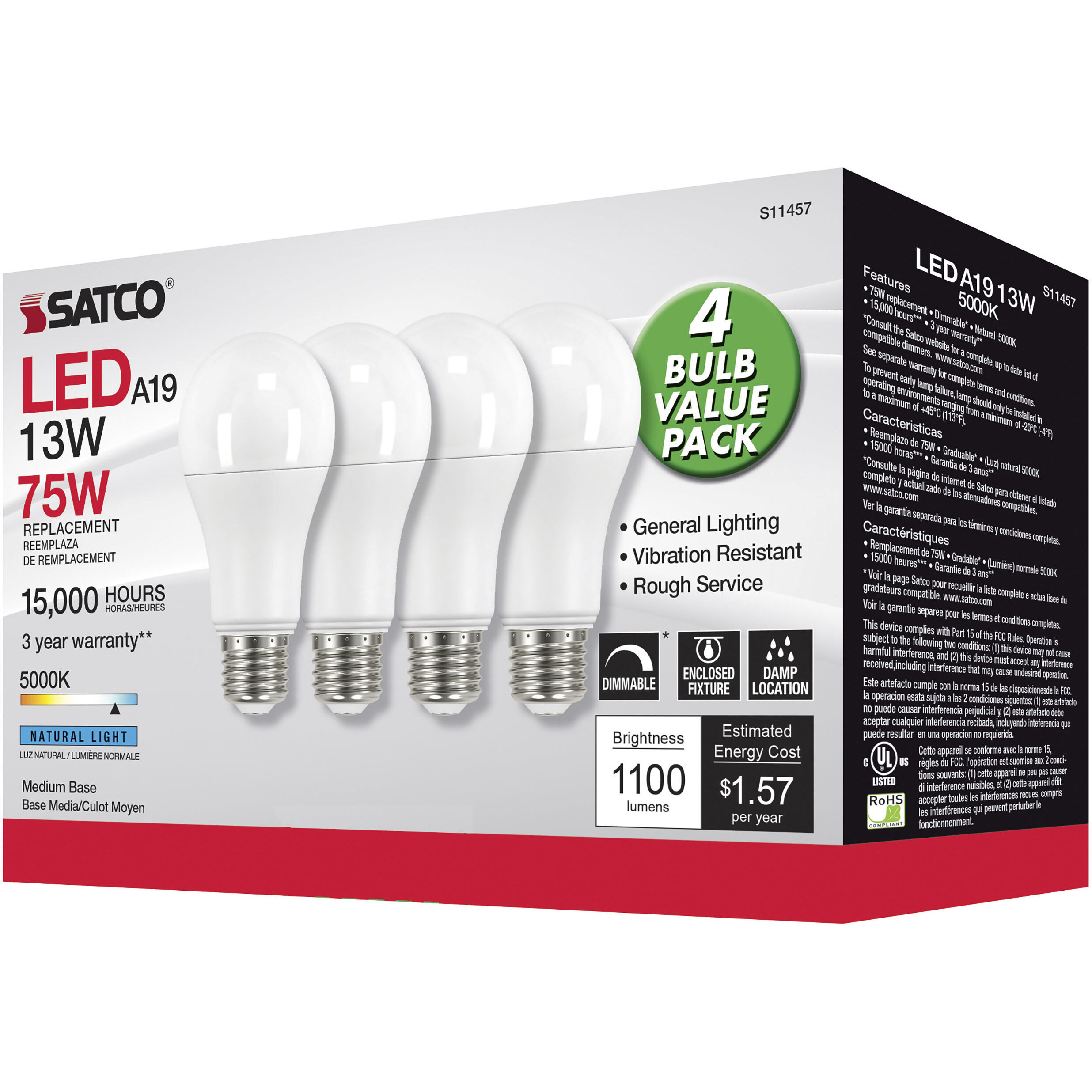 Lumos LED Medium Type A 13.00 watt 5000K Light Bulb