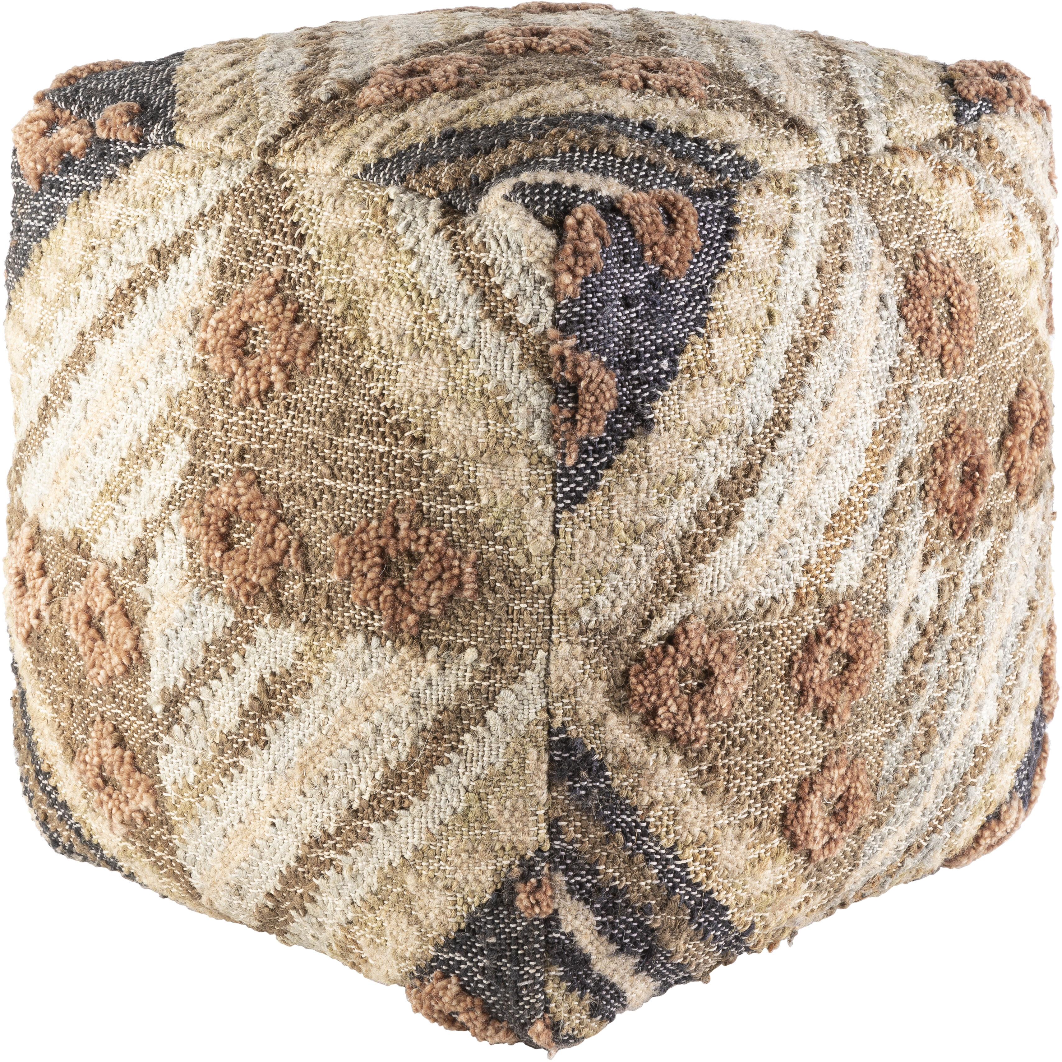 Luanda 18 inch Dark Brown Pouf, Cube