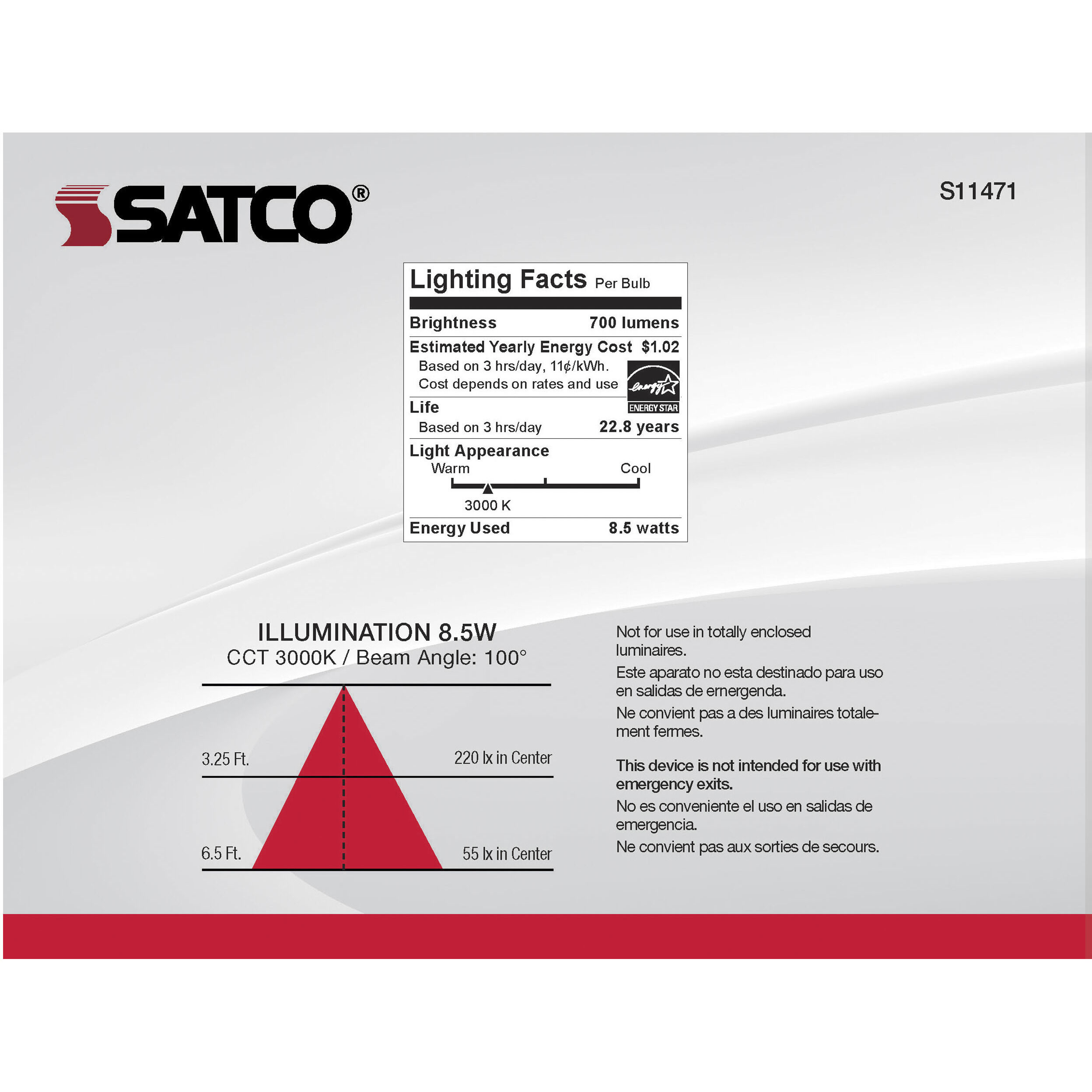 Lumos LED Medium 8.50 watt 3000K LED Bulb