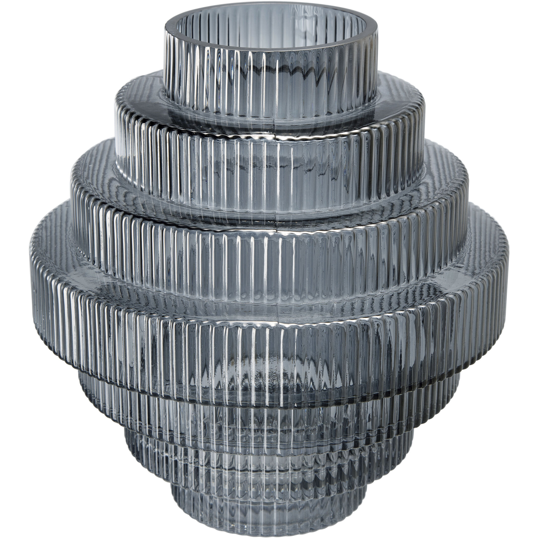 Ribbed Geometric 9.80 inch  X 9.10 inch Vase