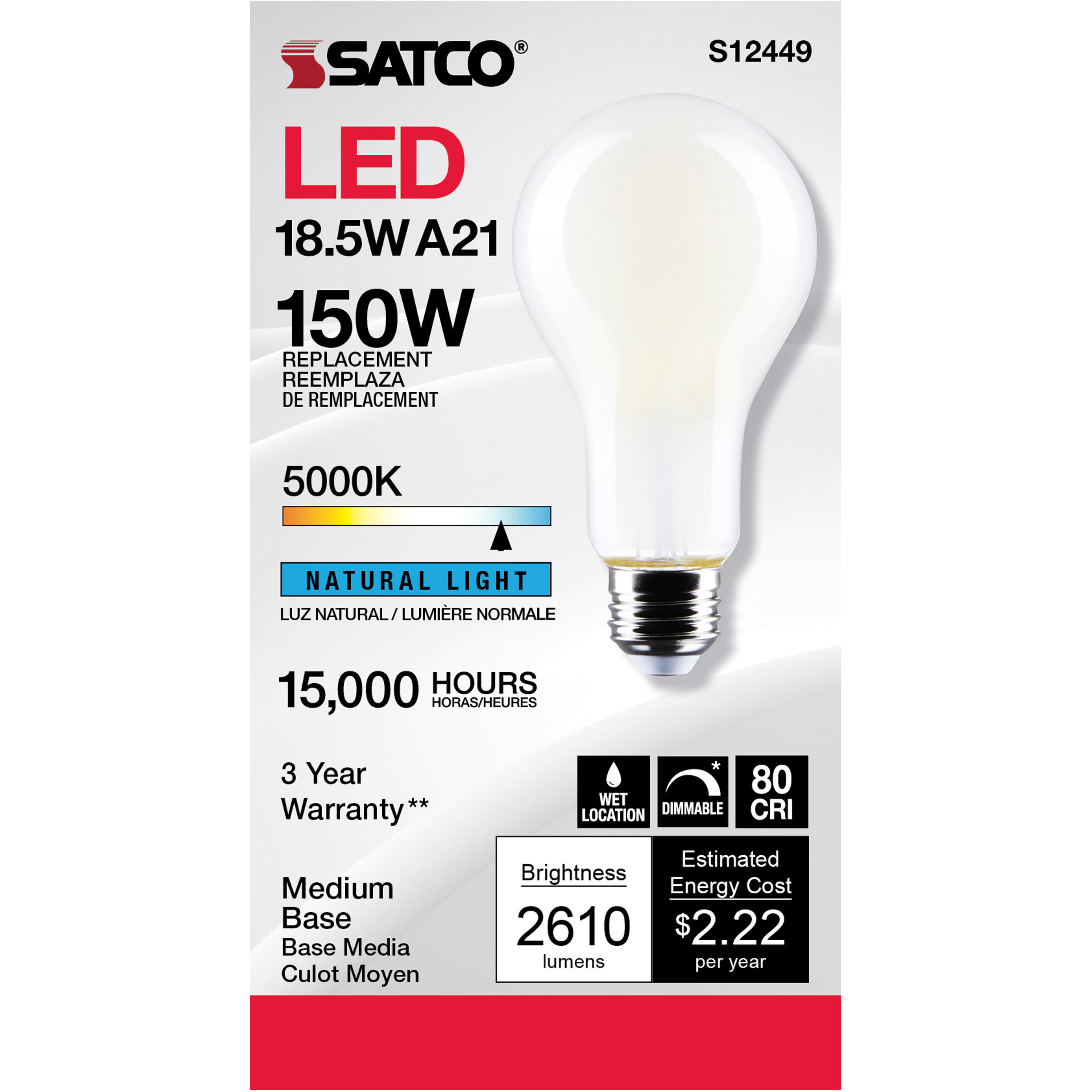 Lumos LED Medium Type A21 18.50 watt 5000K Light Bulb