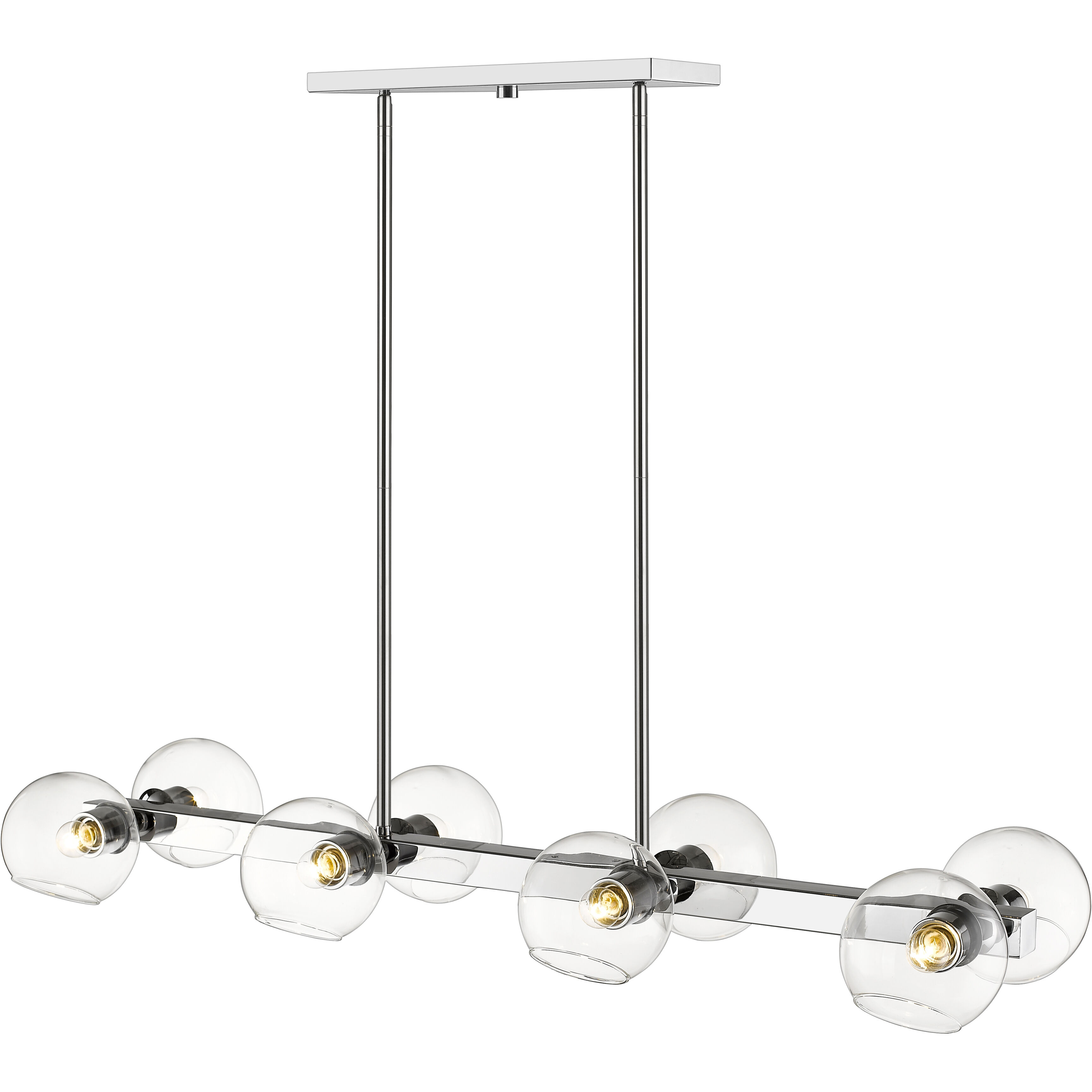 Marquee 8 Light 44 inch Chrome Linear Chandelier Ceiling Light