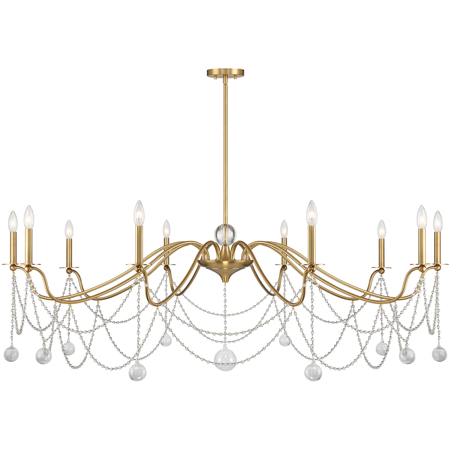 Mariposa 10 Light 60 inch Warm Brass Chandelier Ceiling Light