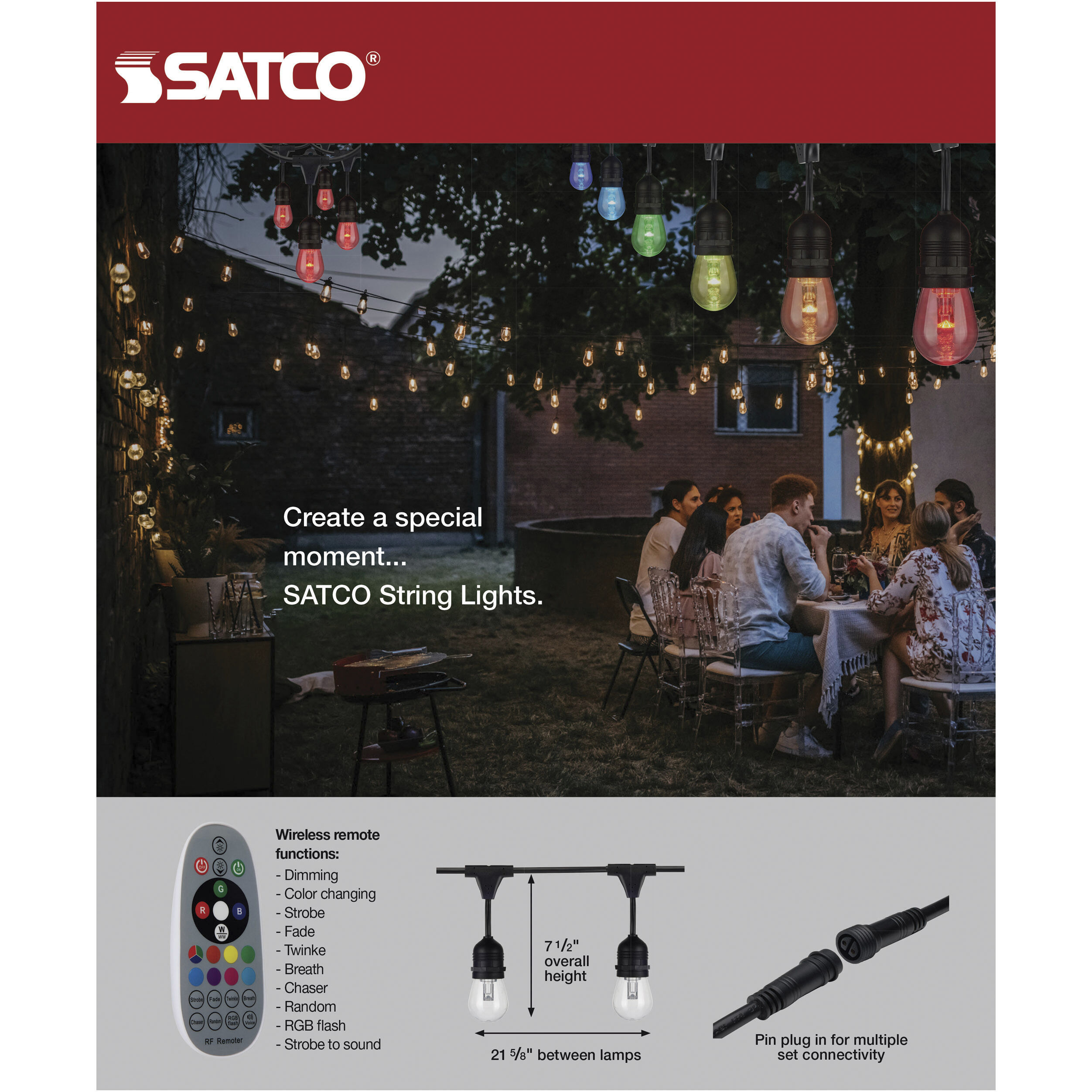 Lumos 15 Light LED 48 foot Black LED String Lights