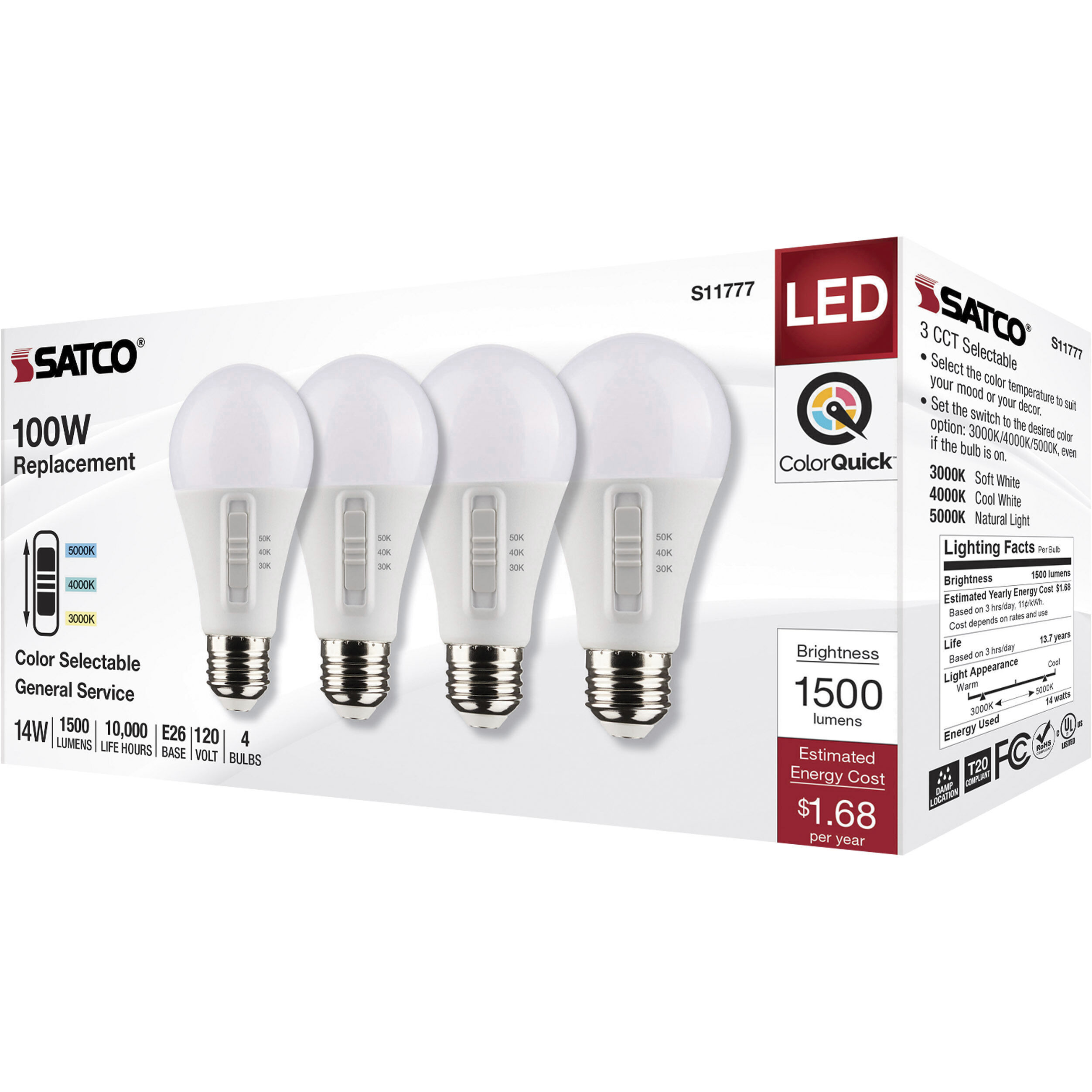 Lumos Medium 14.00 watt 3000K Light Bulb, Pack of 4