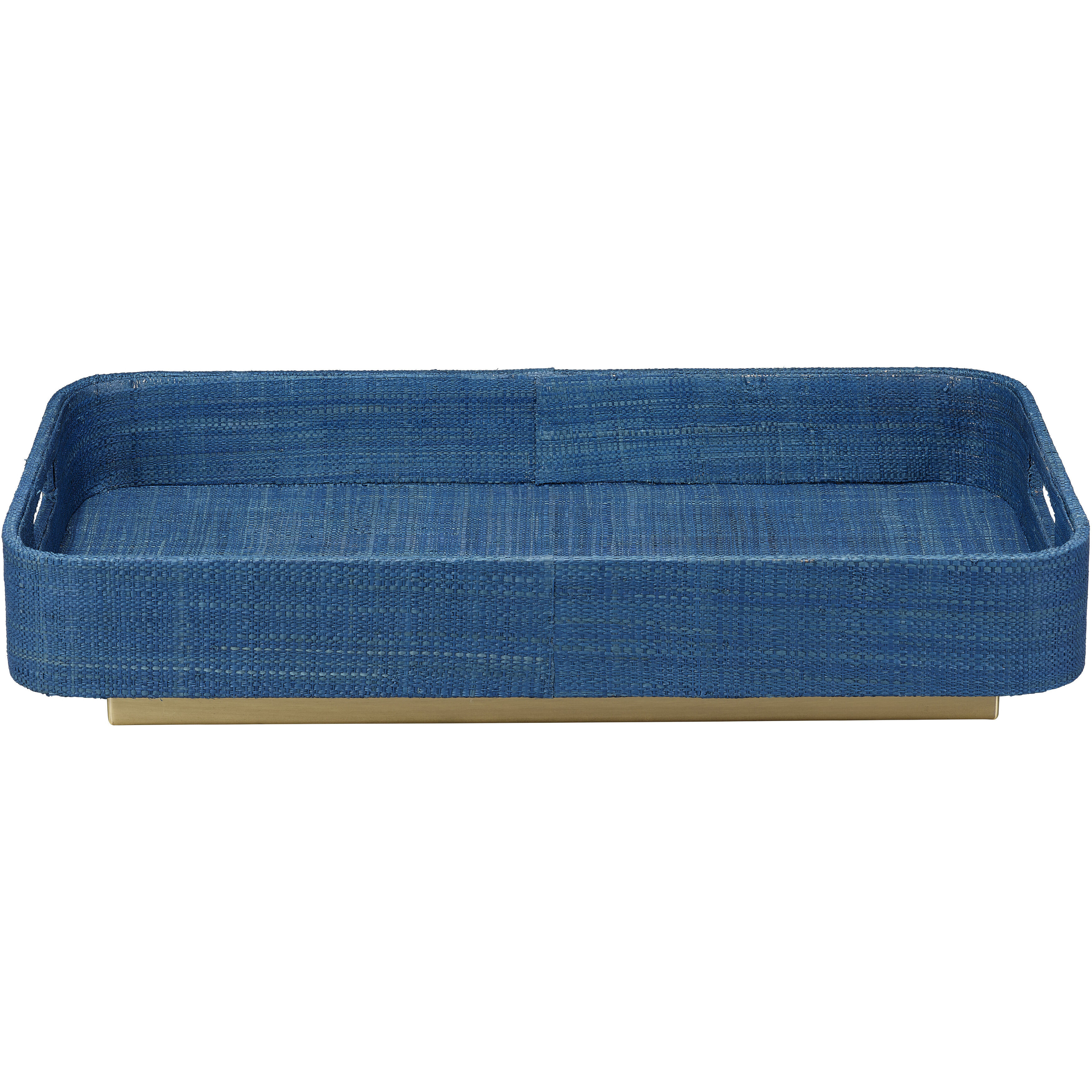 Utopia Indigo Raffia and Antique Brass Tray