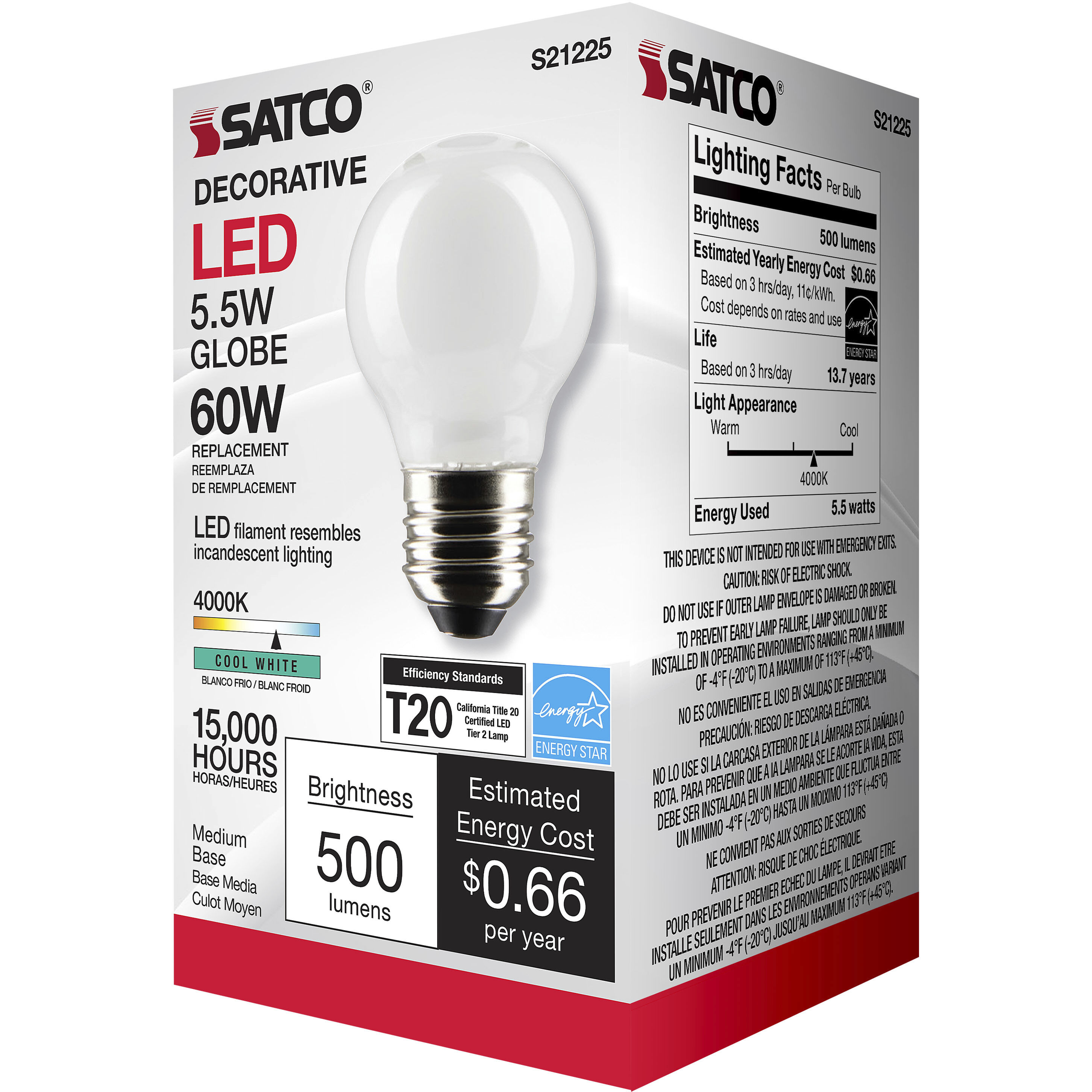 Lumos LED Medium Medium 5.50 watt 4000K LED Filament