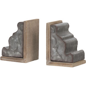 Marna 4.3 X 3.9 inch Silver and Natural Book Ends, Set of 2