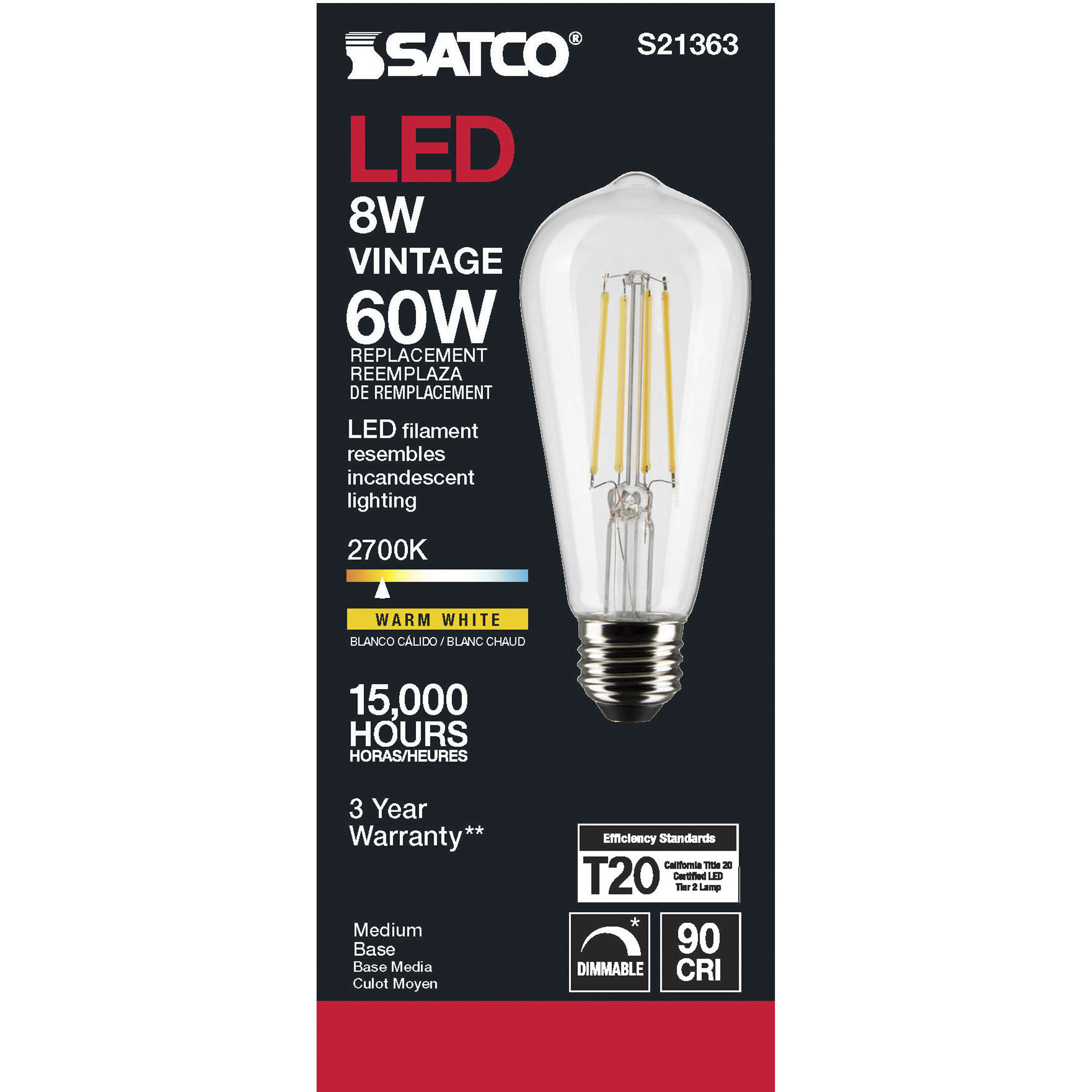 Lumos LED Medium Medium 8.00 watt 2700K LED Filament