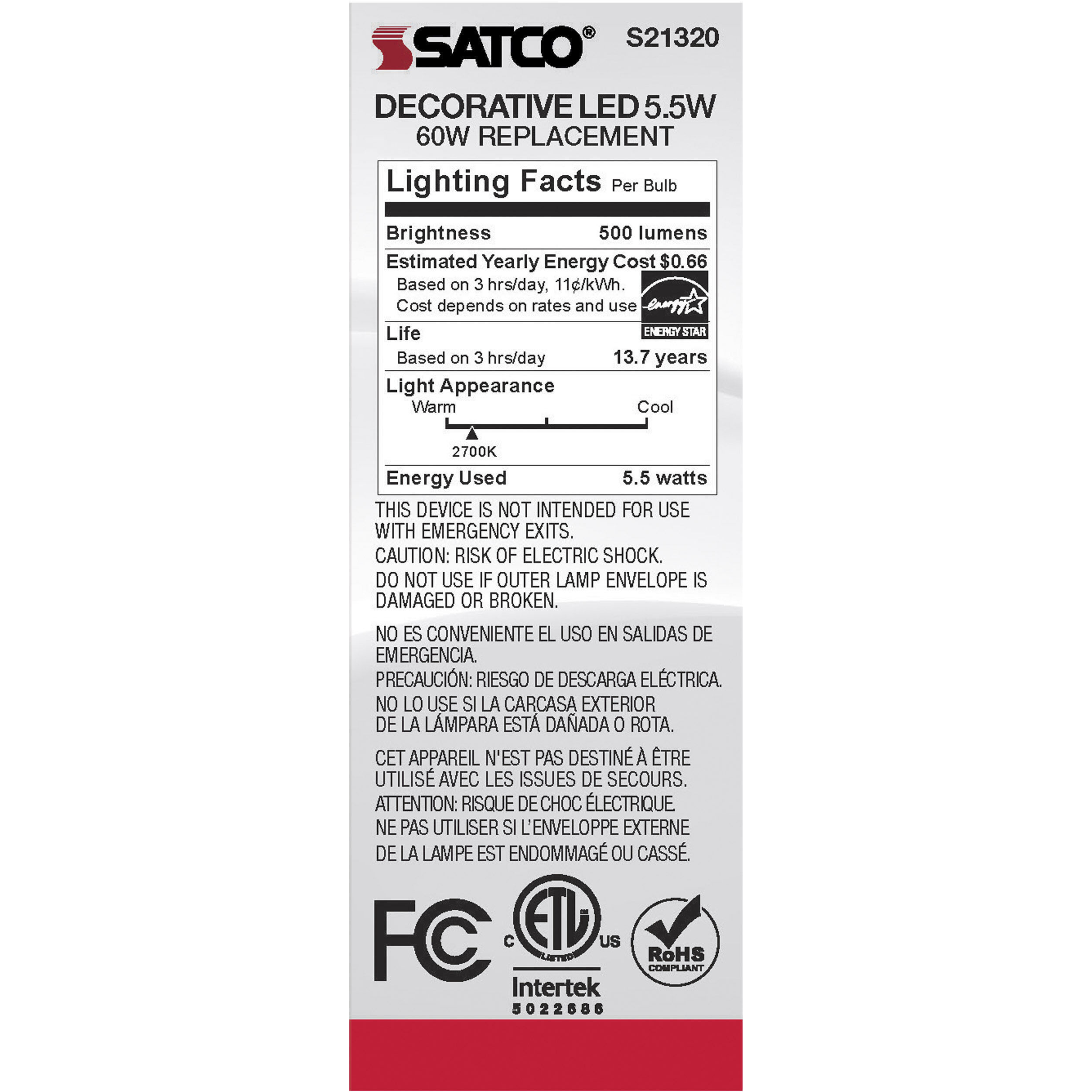 Lumos LED Medium Medium 5.50 watt 2700K LED Filament