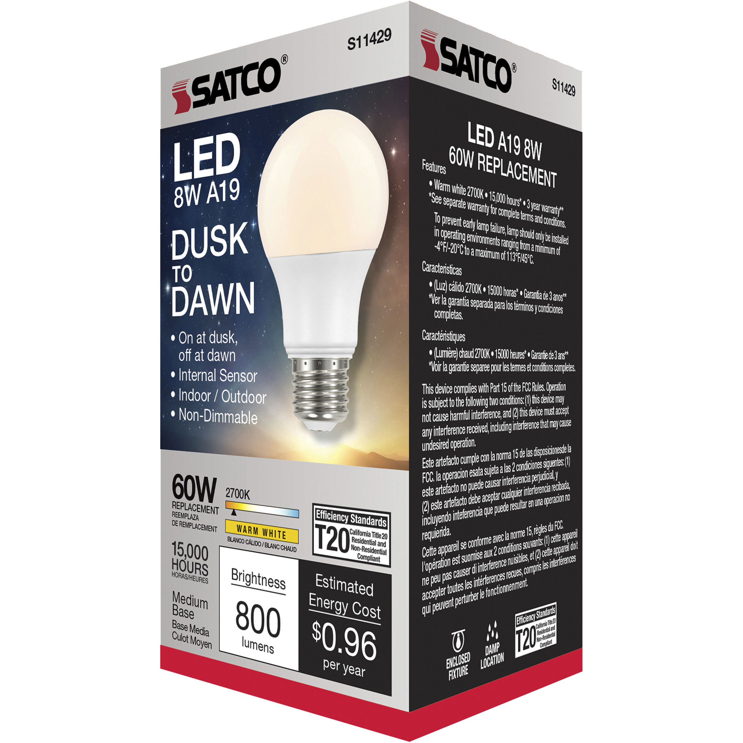 Lumos LED A19 Medium 8.00 watt 2700K Type A