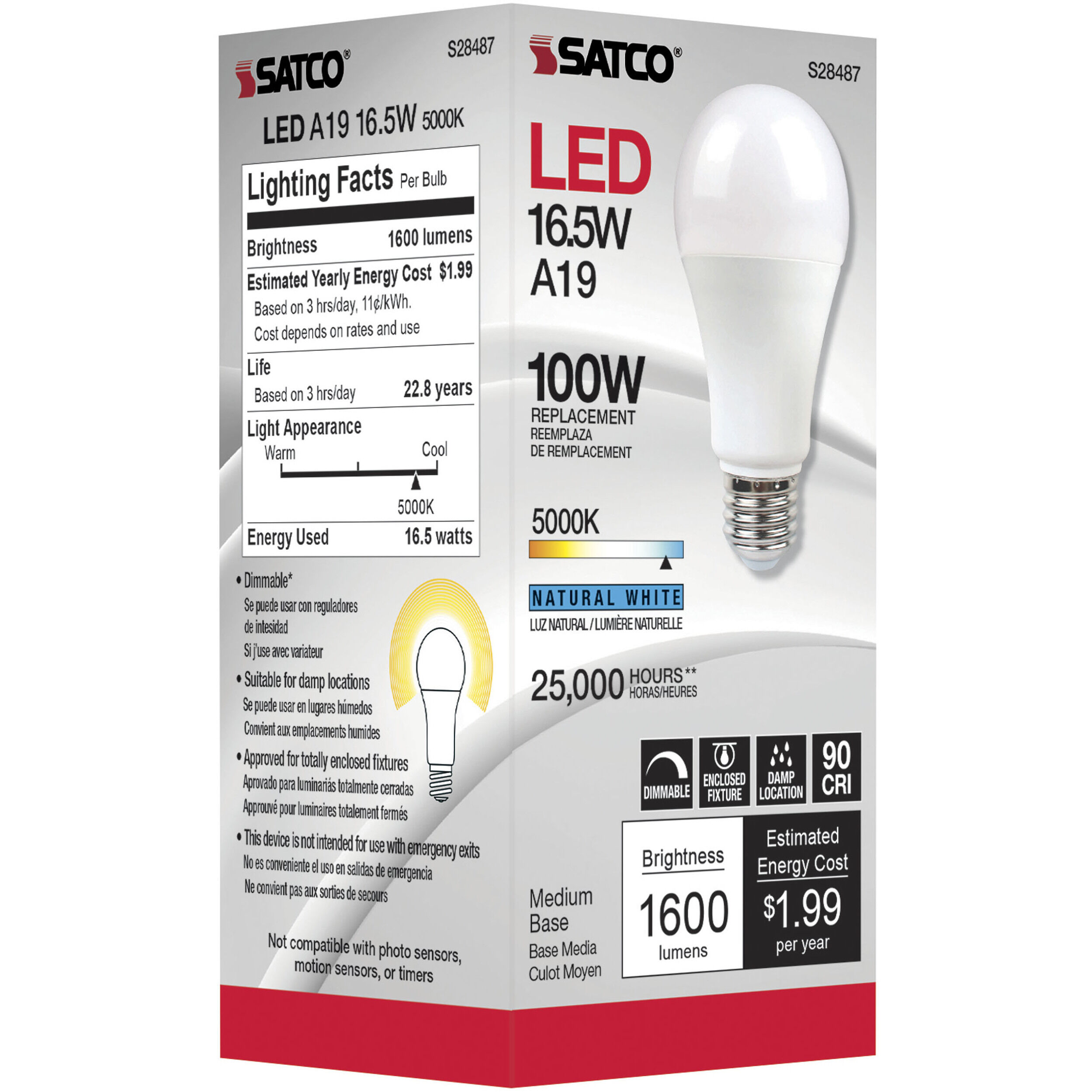 Lumos LED Medium 16.50 watt 120 5000K Light Bulb