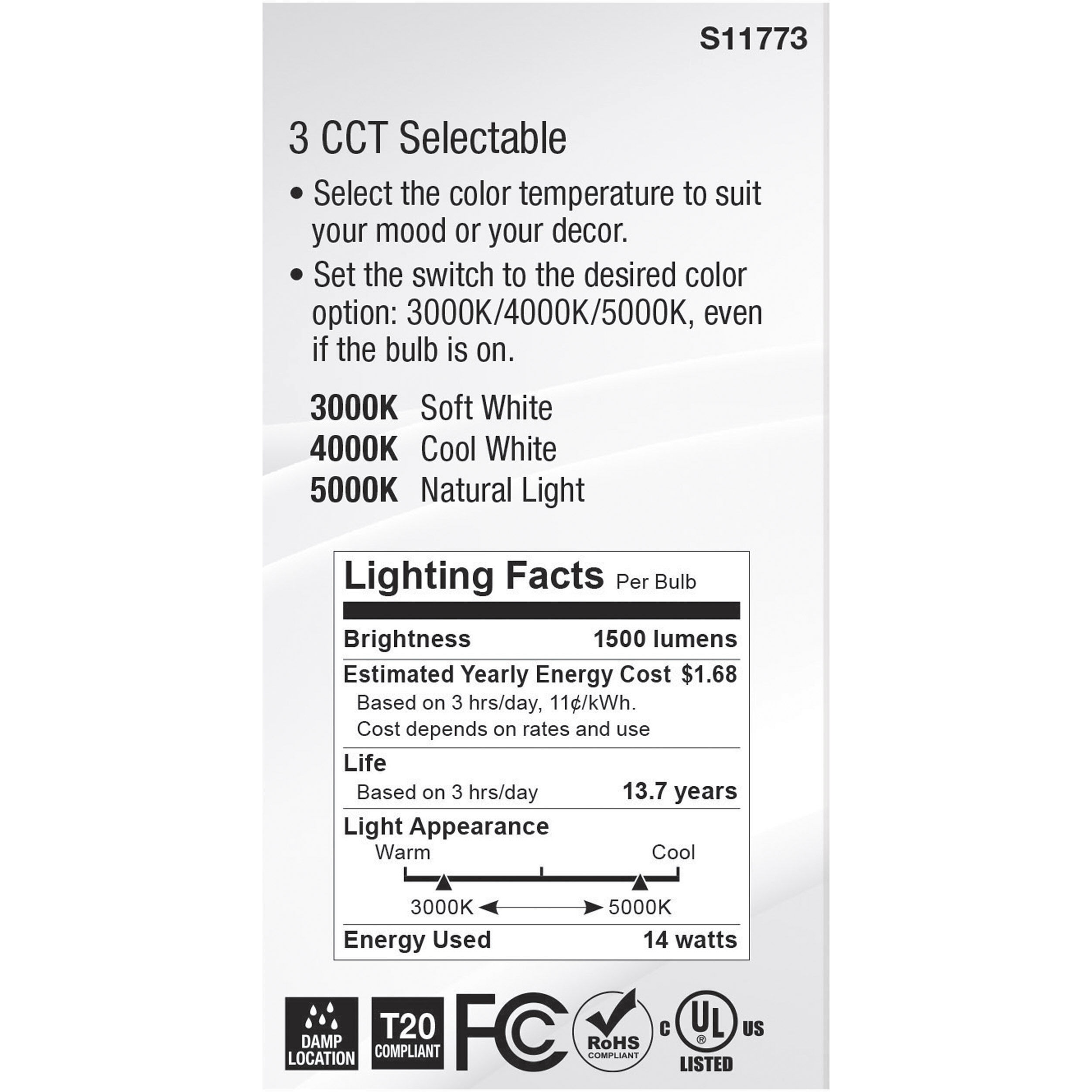 Lumos Medium 14.00 watt 3000K Light Bulb