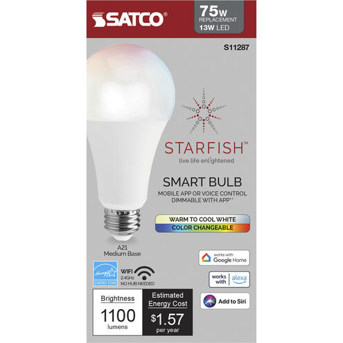 Starfish IOT LED A21 E26 13.00 watt 120V 2700K-5000K Bulb