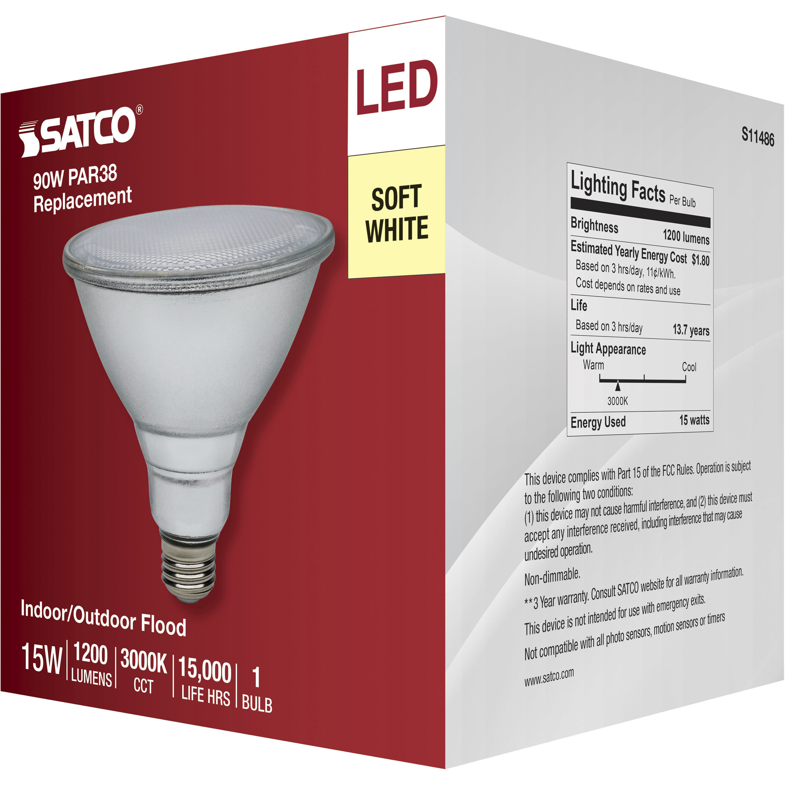 Lumos LED 15 watt 120-277 3000K Light Bulb, LED PAR