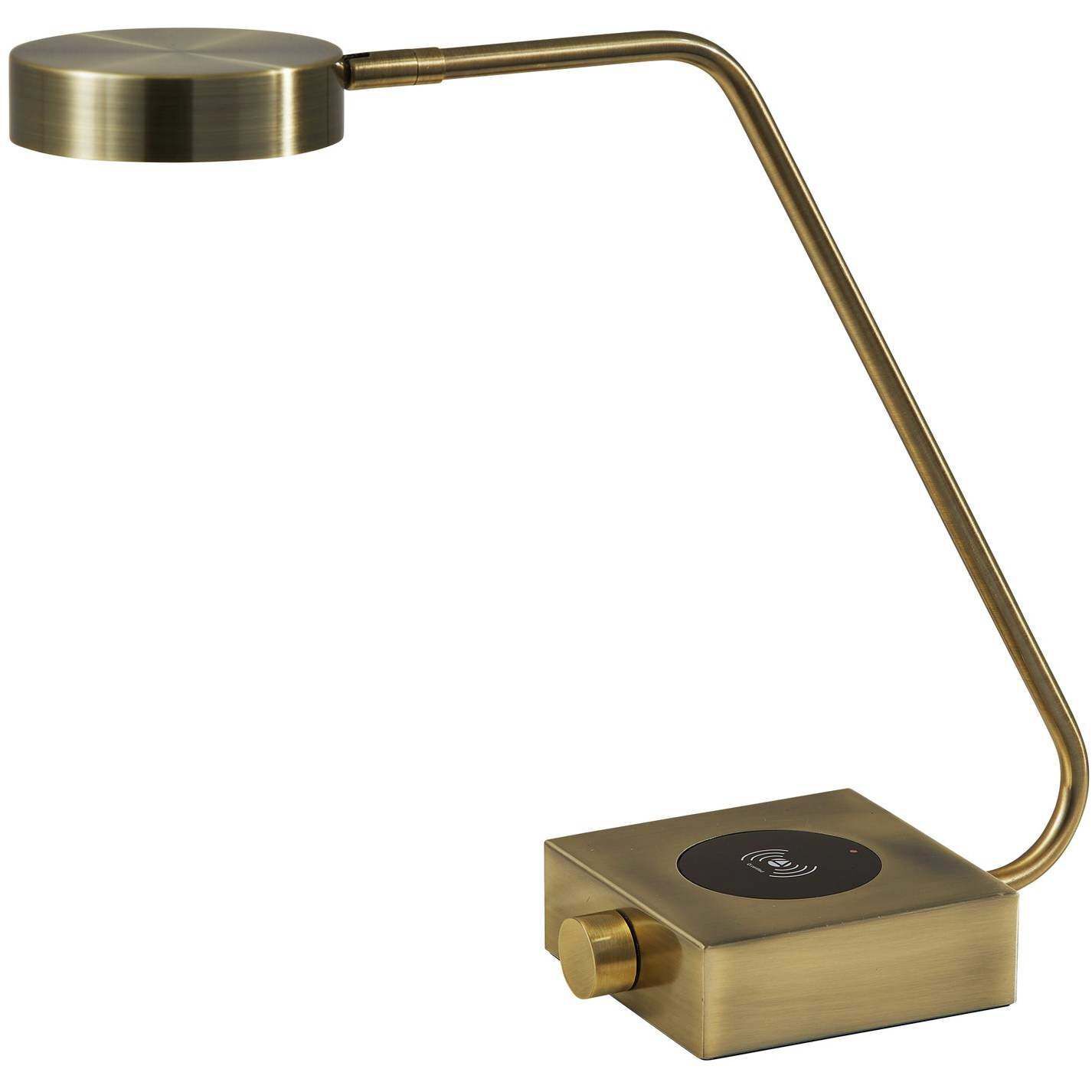 Conrad 15.5 inch 7.00 watt Brass Desk Lamp Portable Light, with AdessoCharge