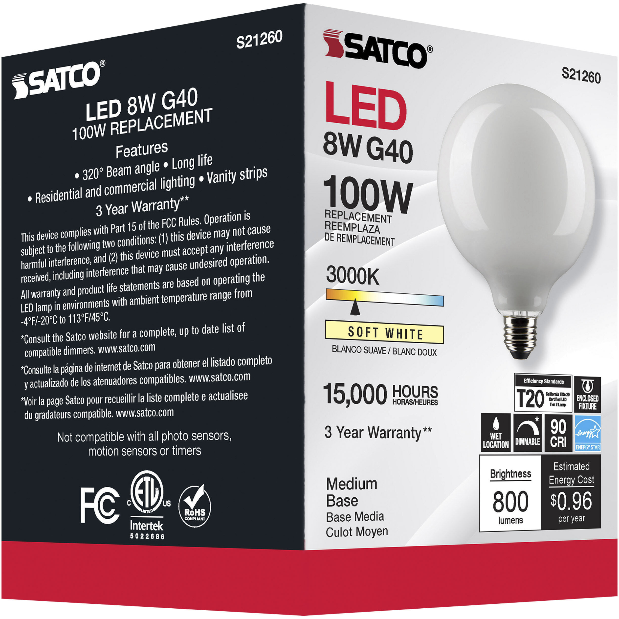 Lumos LED Medium Medium 8.00 watt 3000K LED Filament