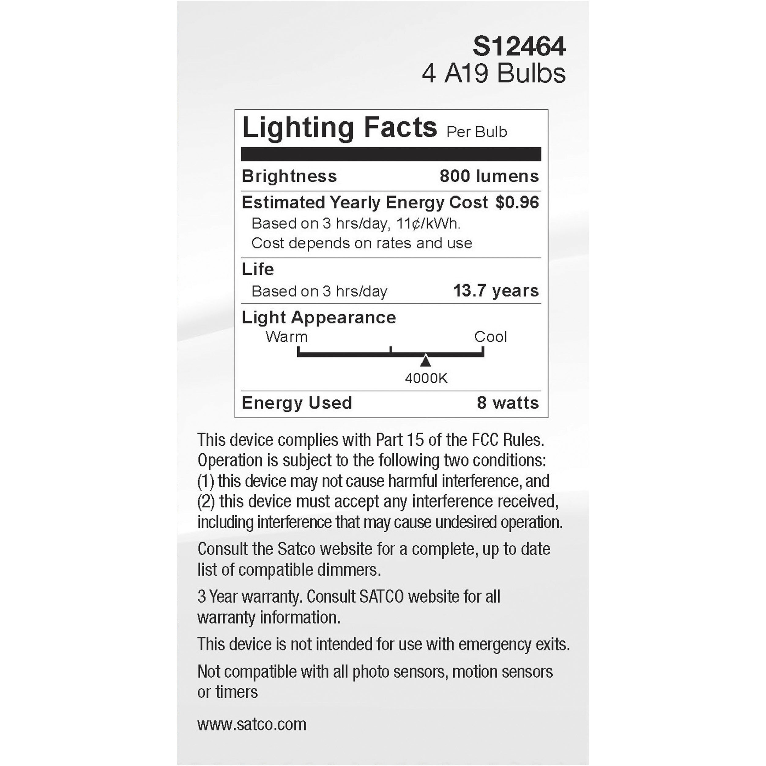 Lumos LED Medium 8 watt 120 4000K LED Filament, LED Filament