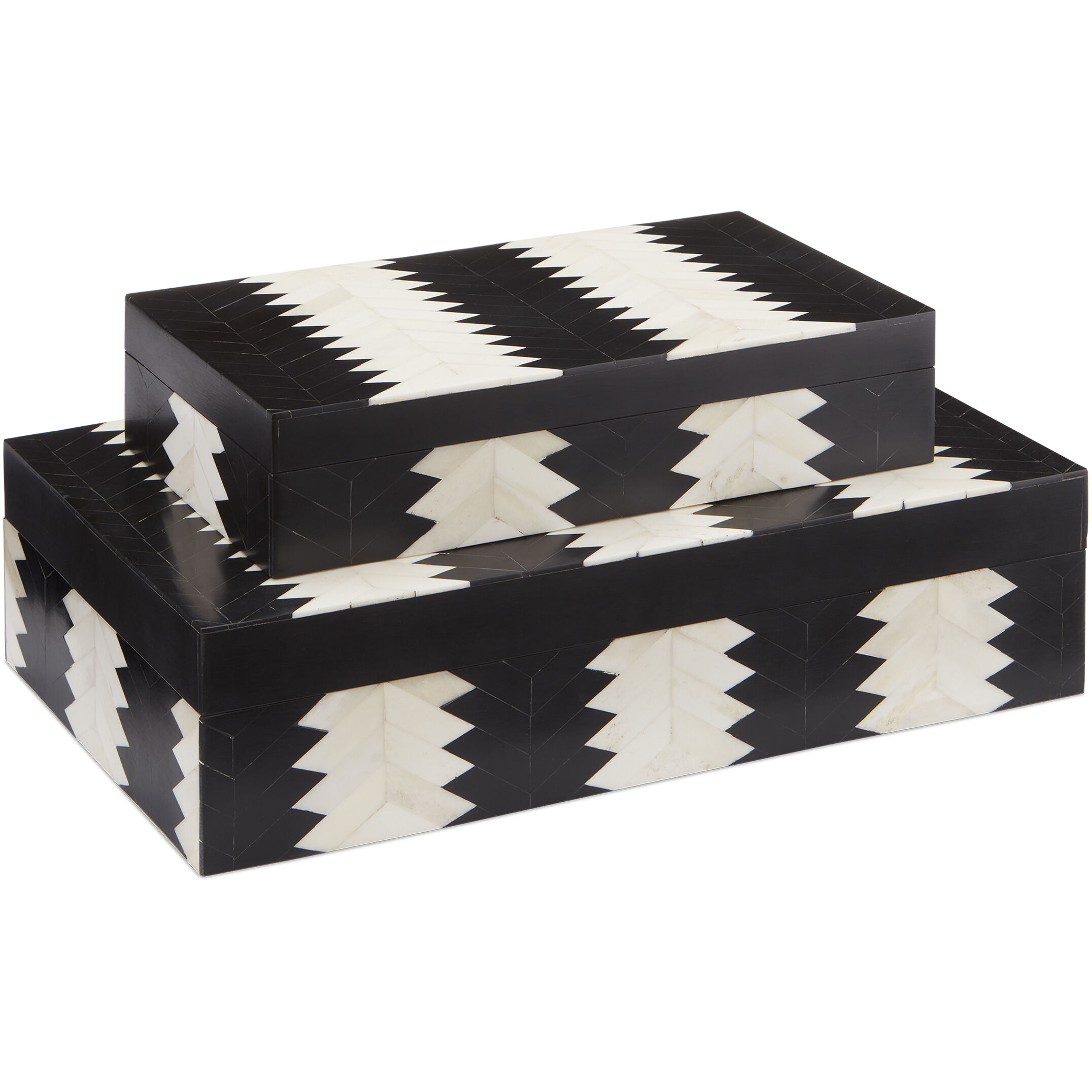 Arrow 12.25 inch Black/White/Natural Boxes, Set of 2