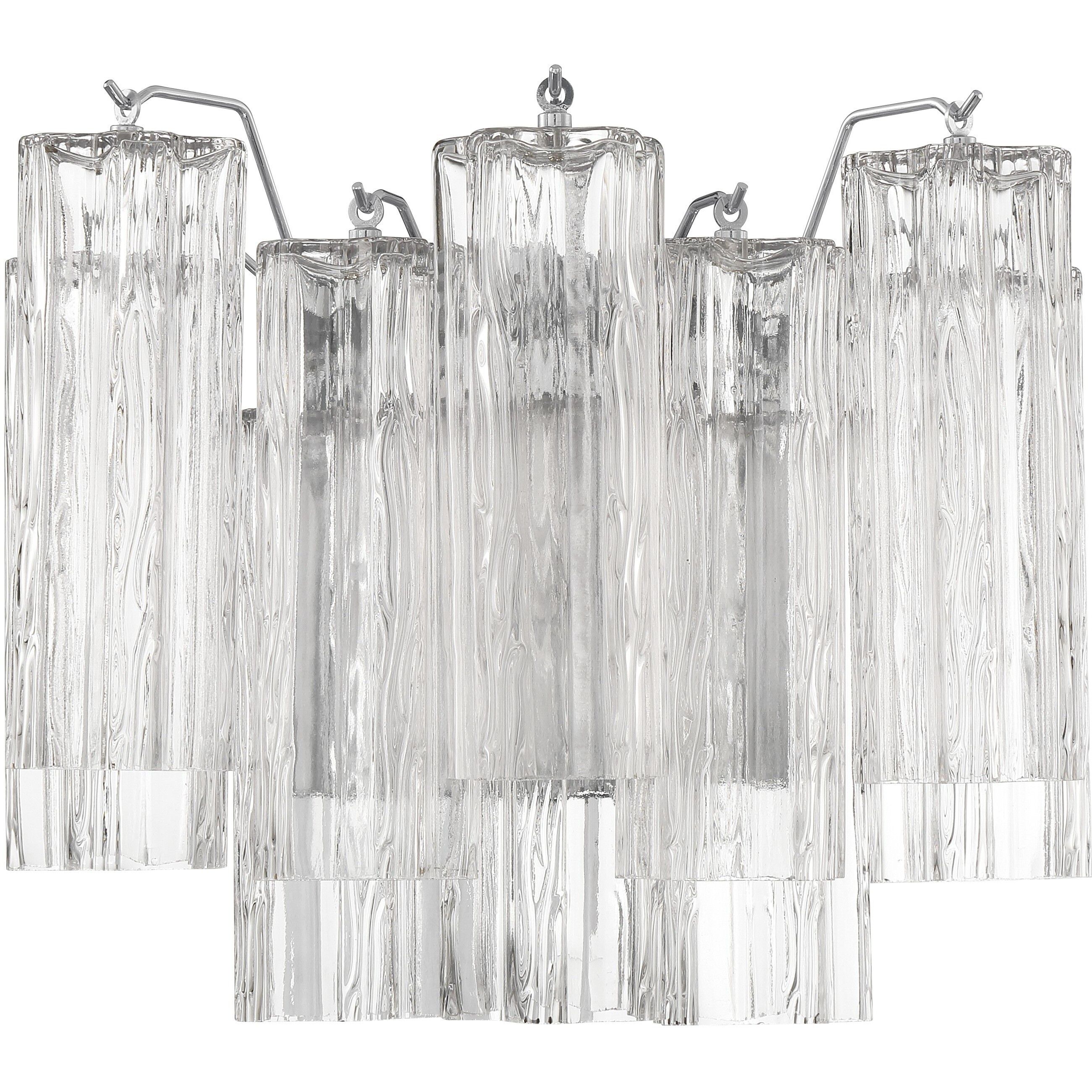 Addis Bath Wall Light in Polished Chrome, Tronchi Glass Clear
