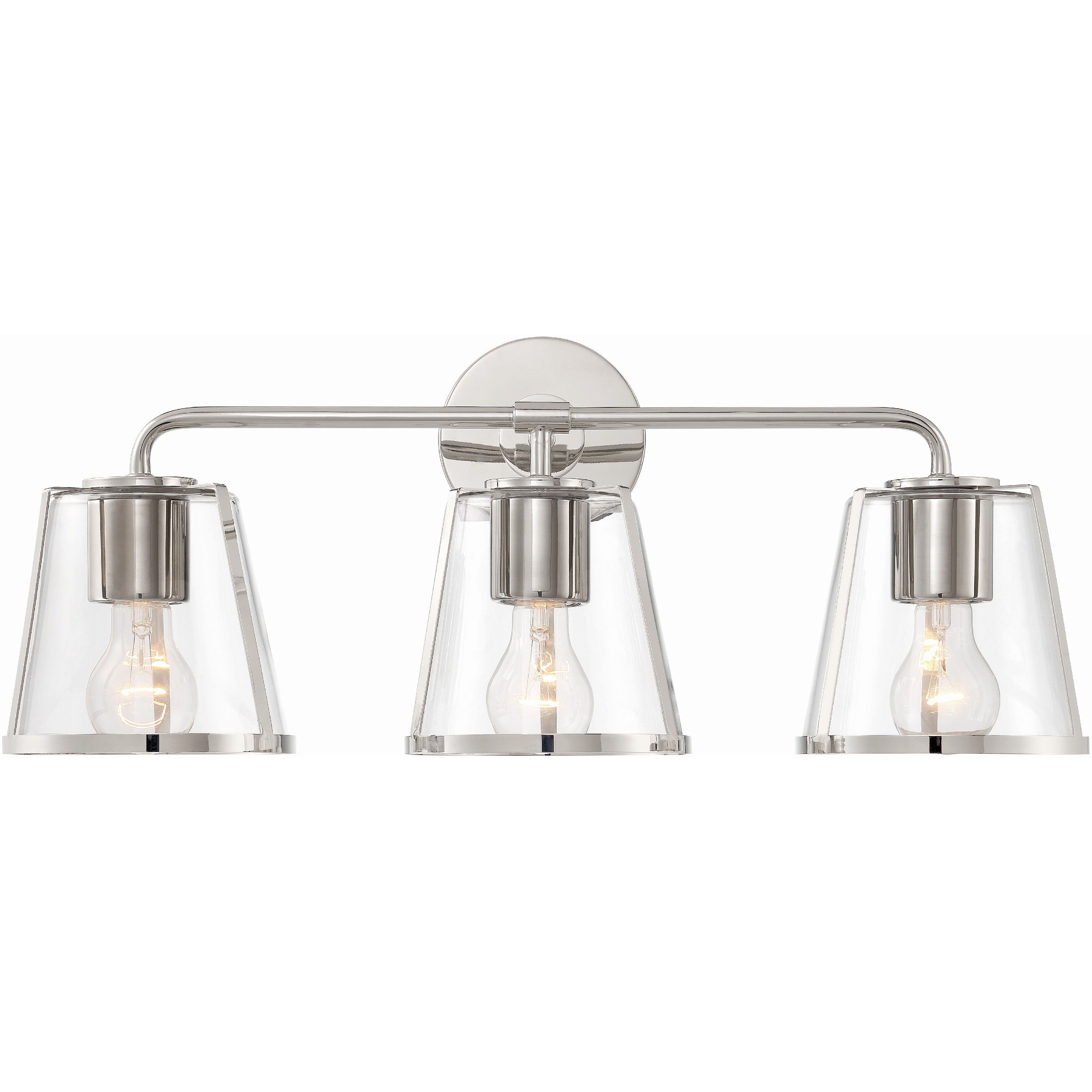 Fulton Bath Vanity Light Wall Light in Polished Nickel, Clear