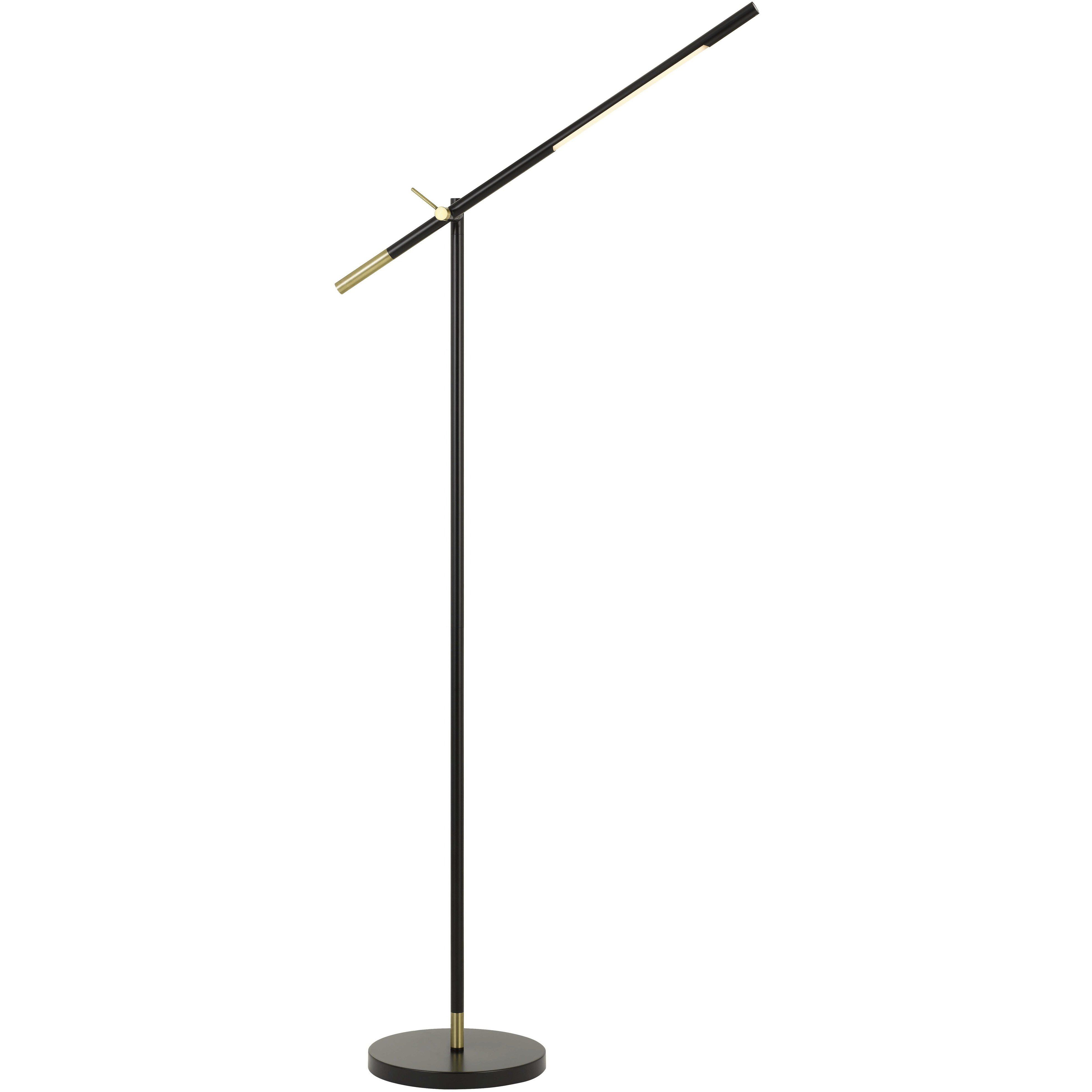 Virton 68 inch 10 watt Black and Antique Brass Floor Lamp Portable Light, Tubular