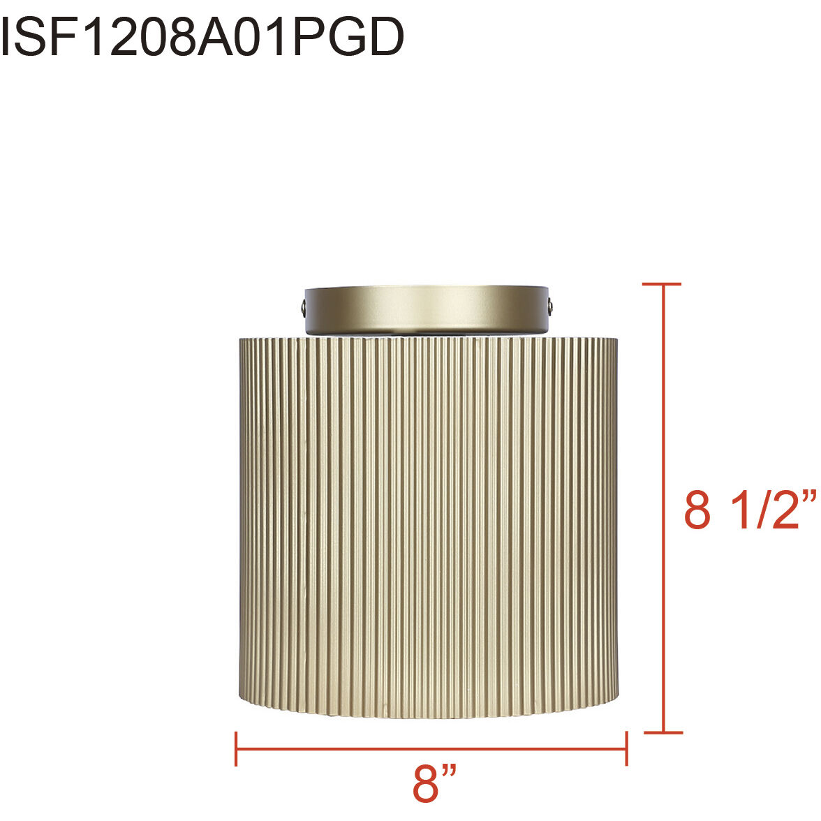 Scarlett 8 inch Gold Semi-Flush Mount Ceiling Light