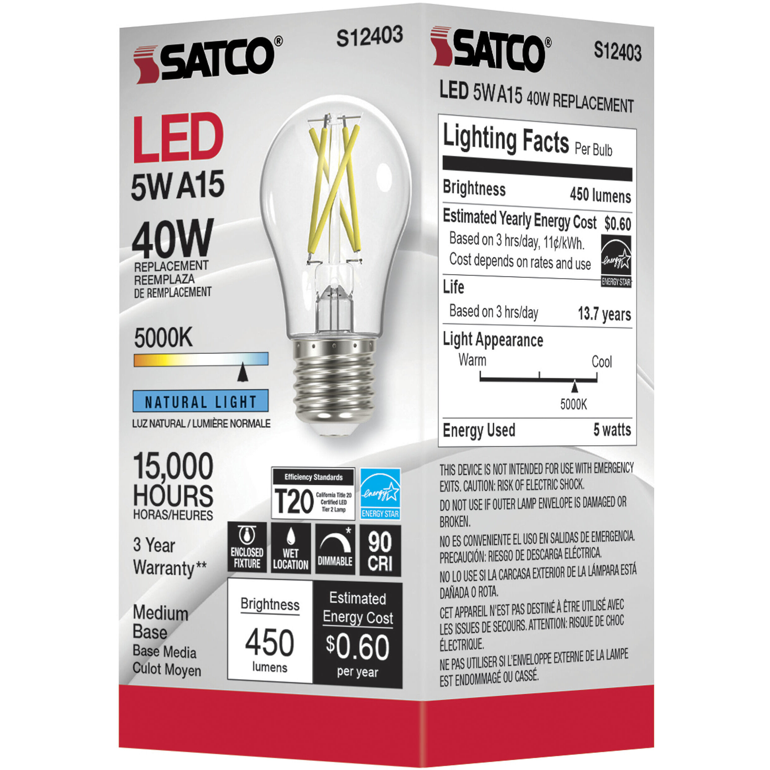 Lumos LED Medium 5.00 watt 120 5000K Light Bulb