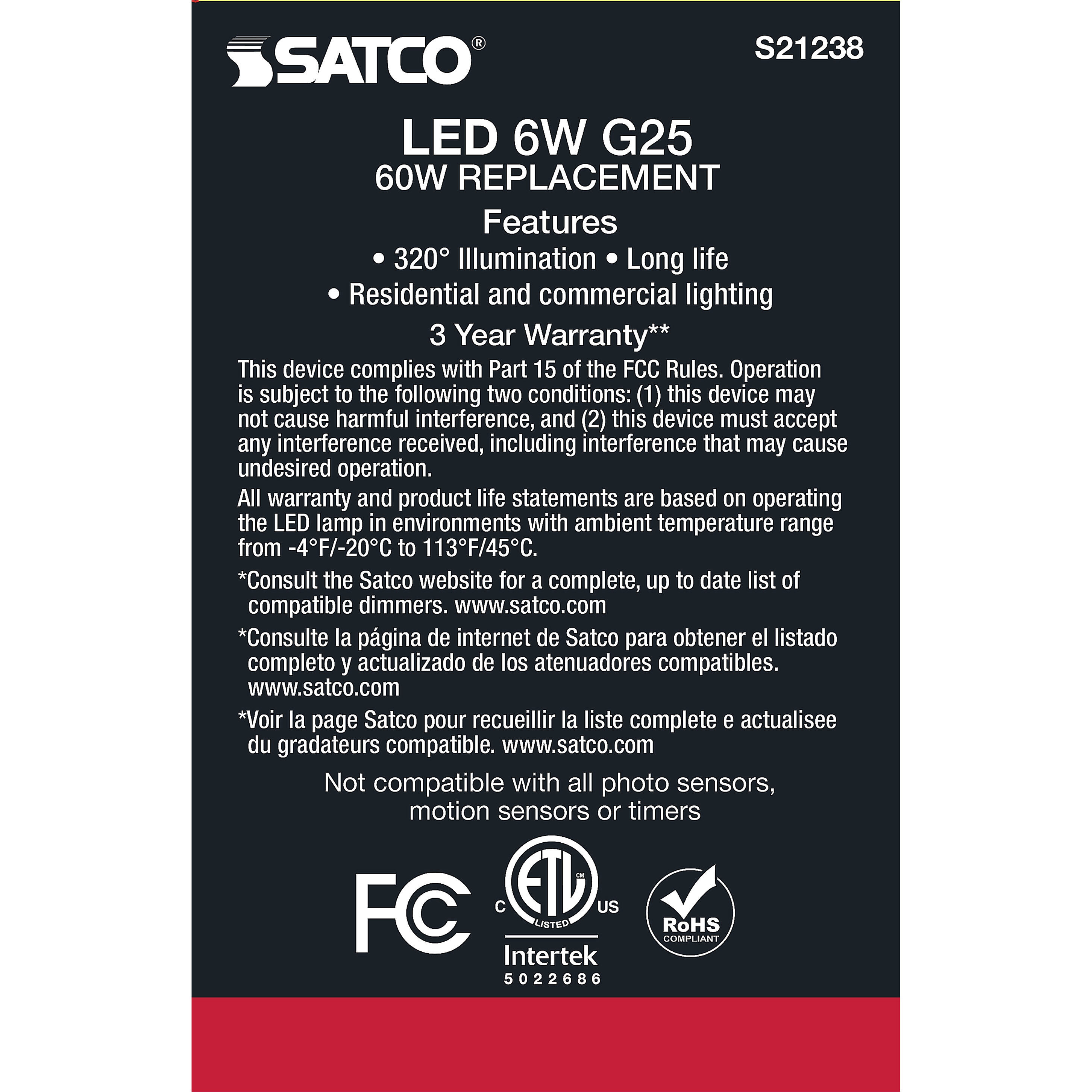 Lumos G25 LED Medium Medium 6W 2700K LED Filament