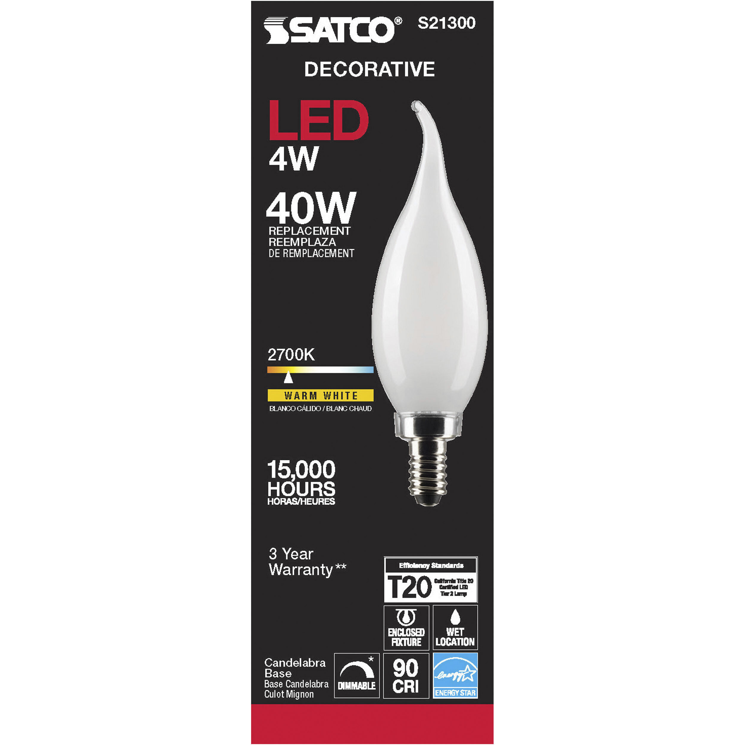 Lumos LED Candelabra Candelabra 4.00 watt 2700K LED Filament