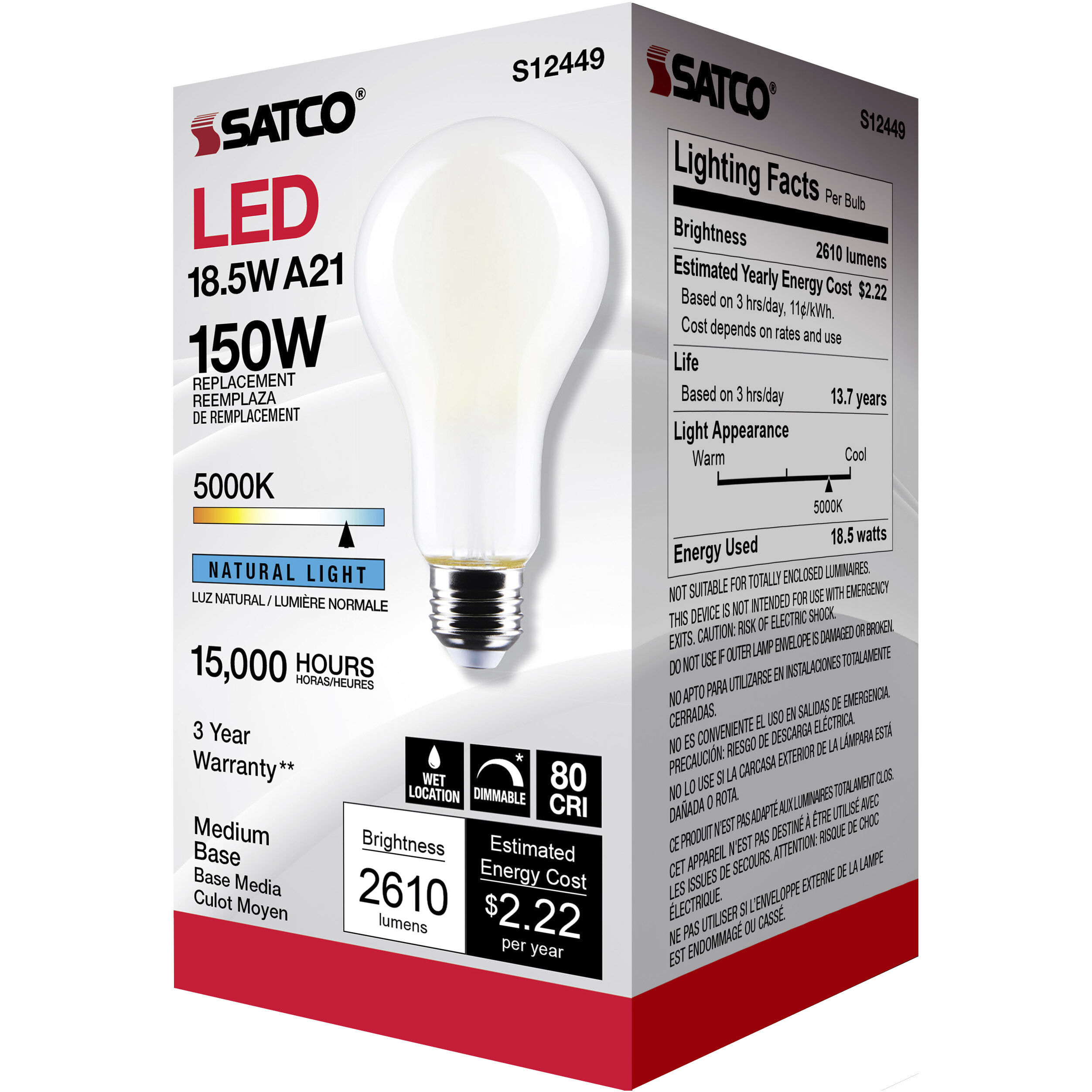 Lumos LED Medium Type A21 18.50 watt 5000K Light Bulb