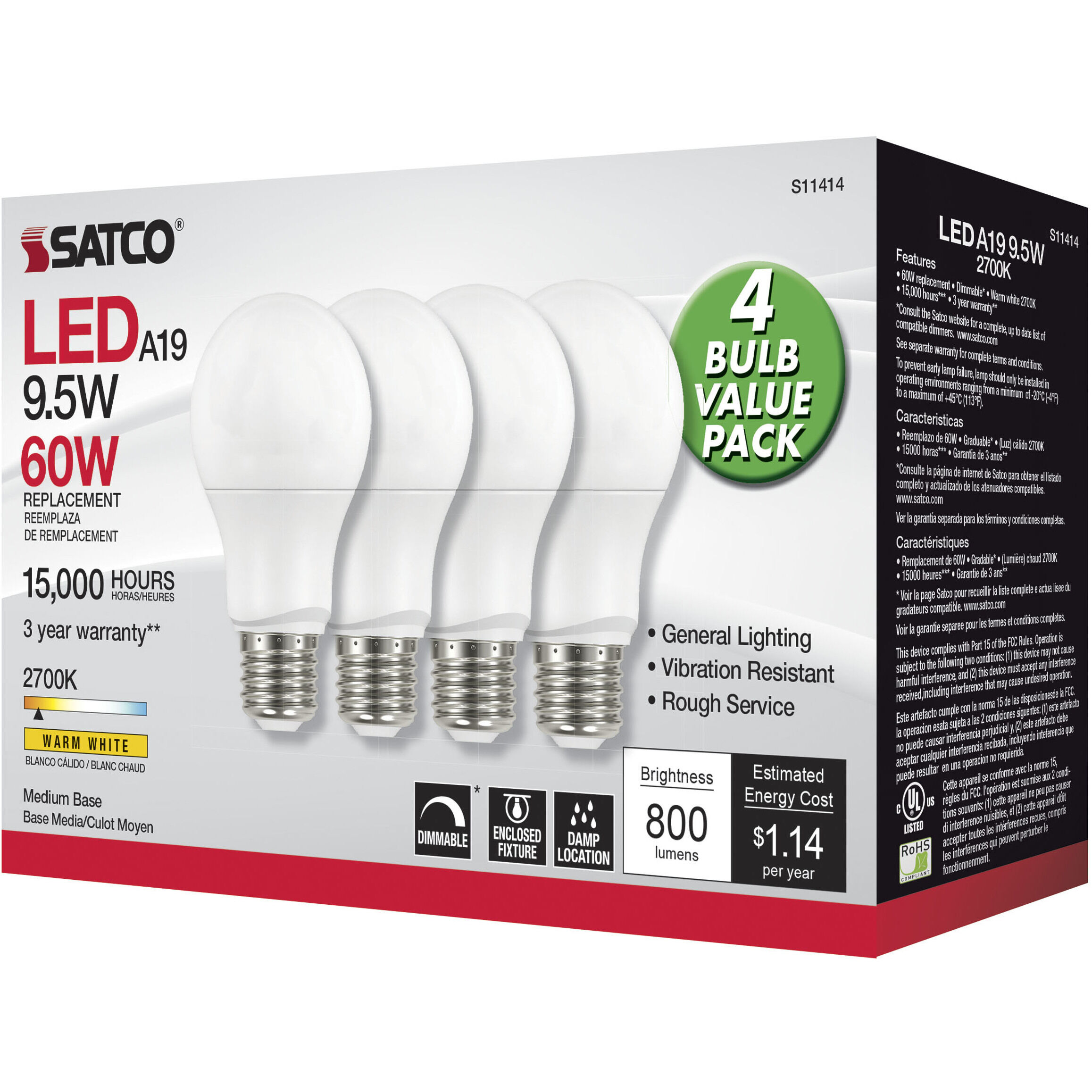 Lumos LED A19 9.50 watt 2700K Light Bulb