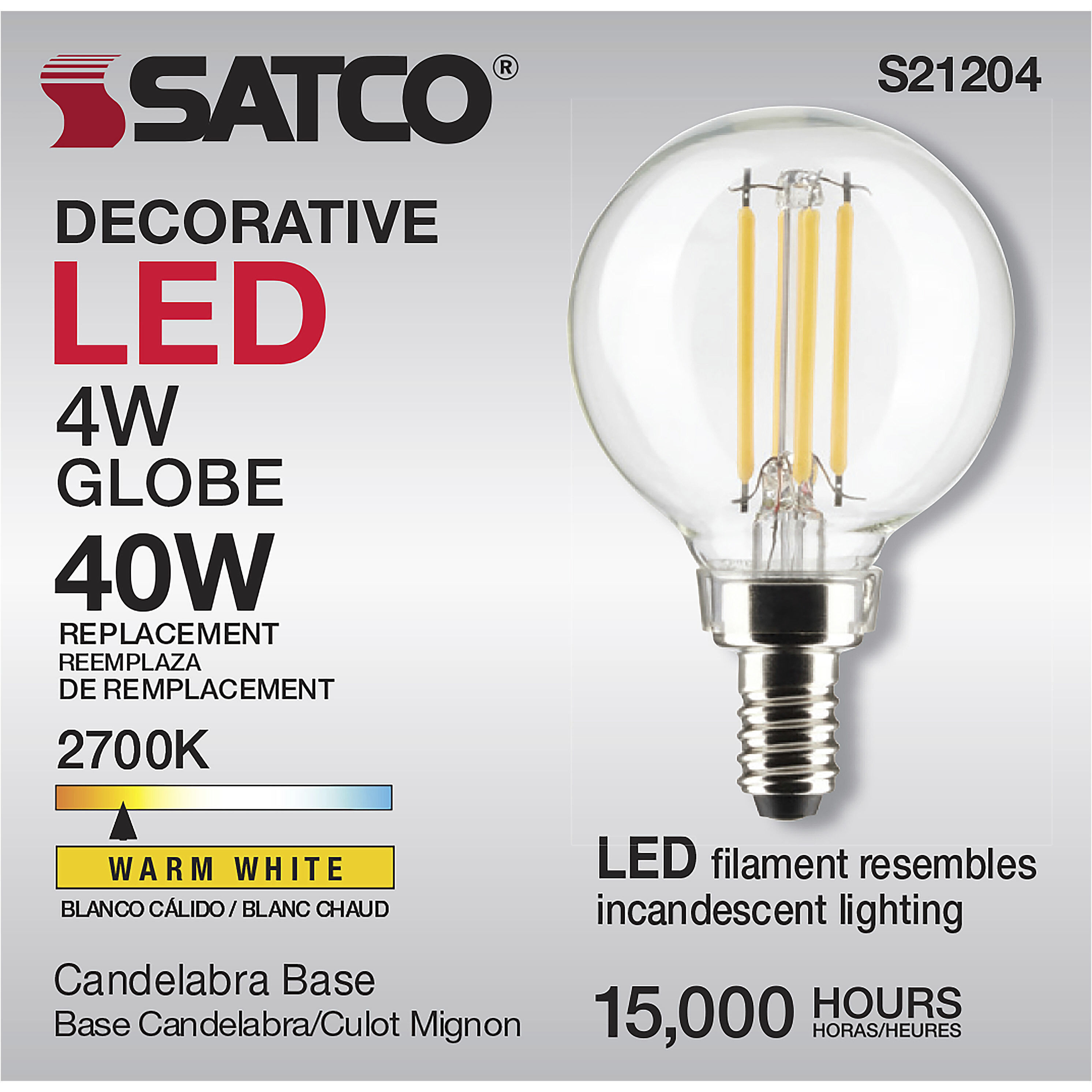 Lumos LED Candelabra Candelabra 4.00 watt 2700K LED Filament