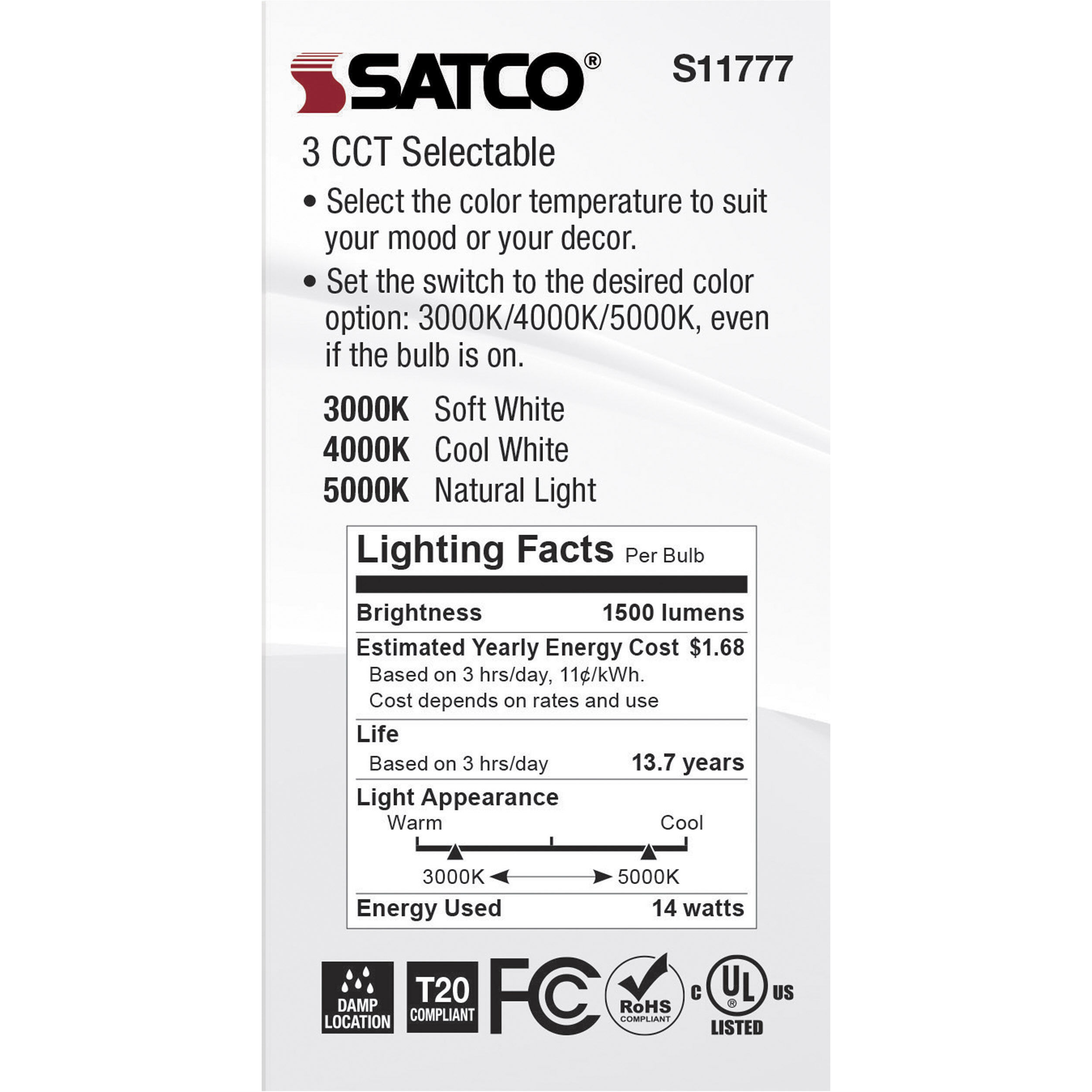 Lumos Medium 14.00 watt 3000K Light Bulb, Pack of 4