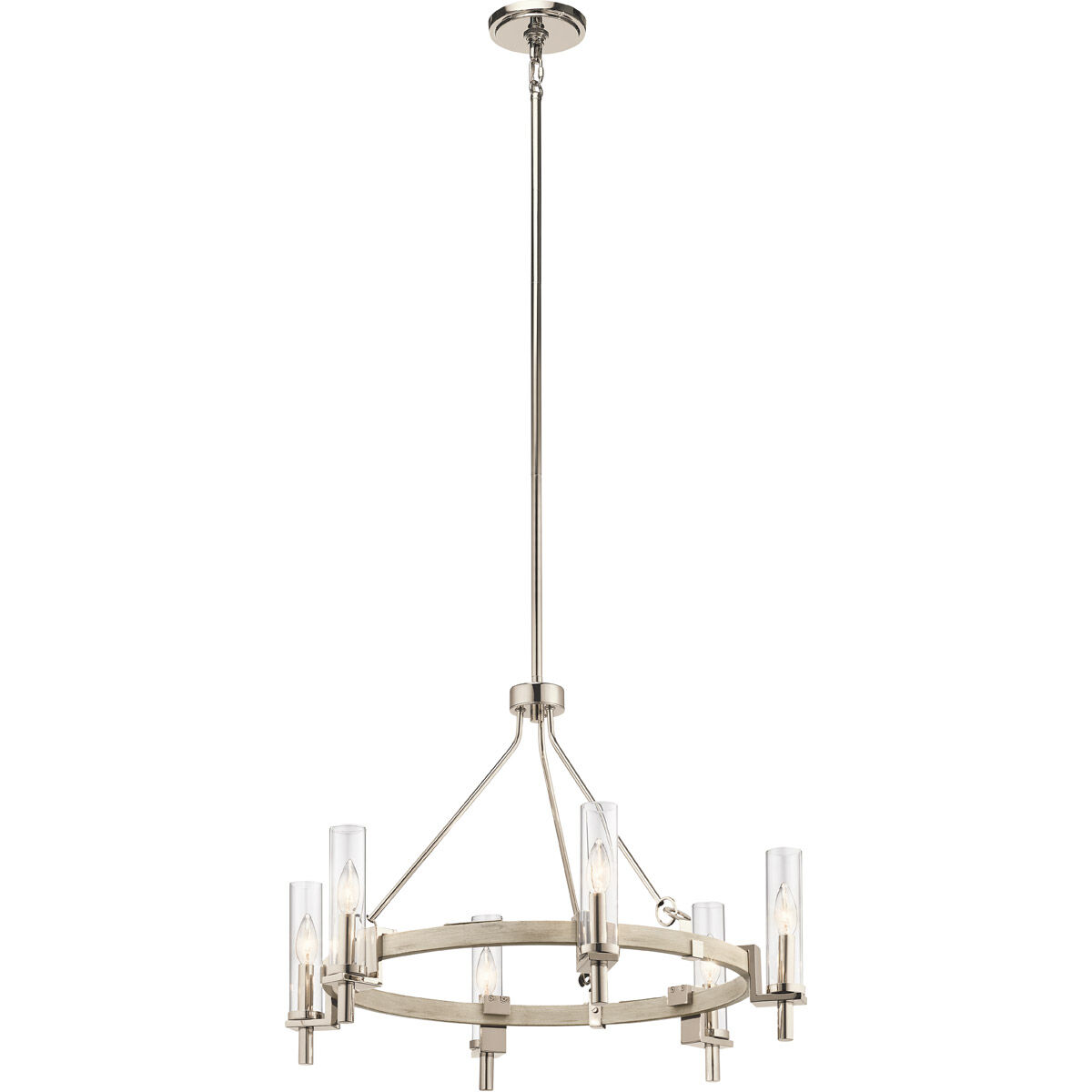 Telan 6 Light 29.25 inch White Washed Wood Chandelier 1 Tier Large Ceiling Light, 1 Tier Large