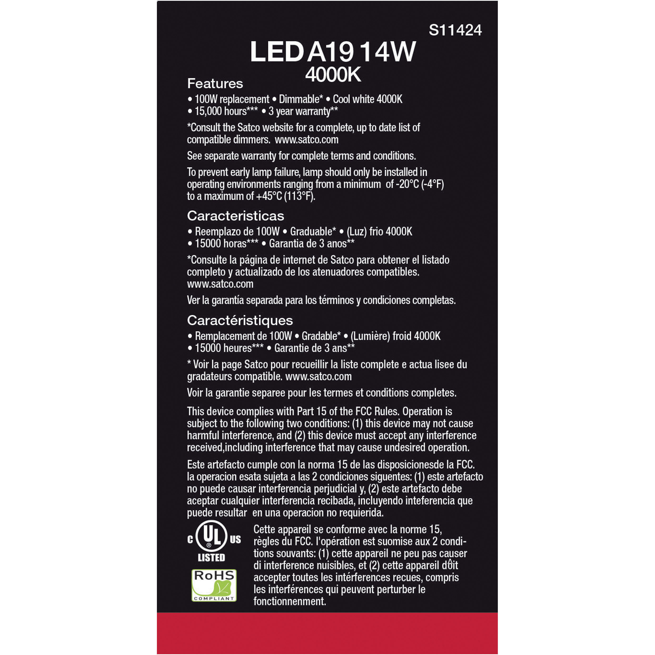Lumos LED A19 15.50 watt 4000K Light Bulb 4-Pack
