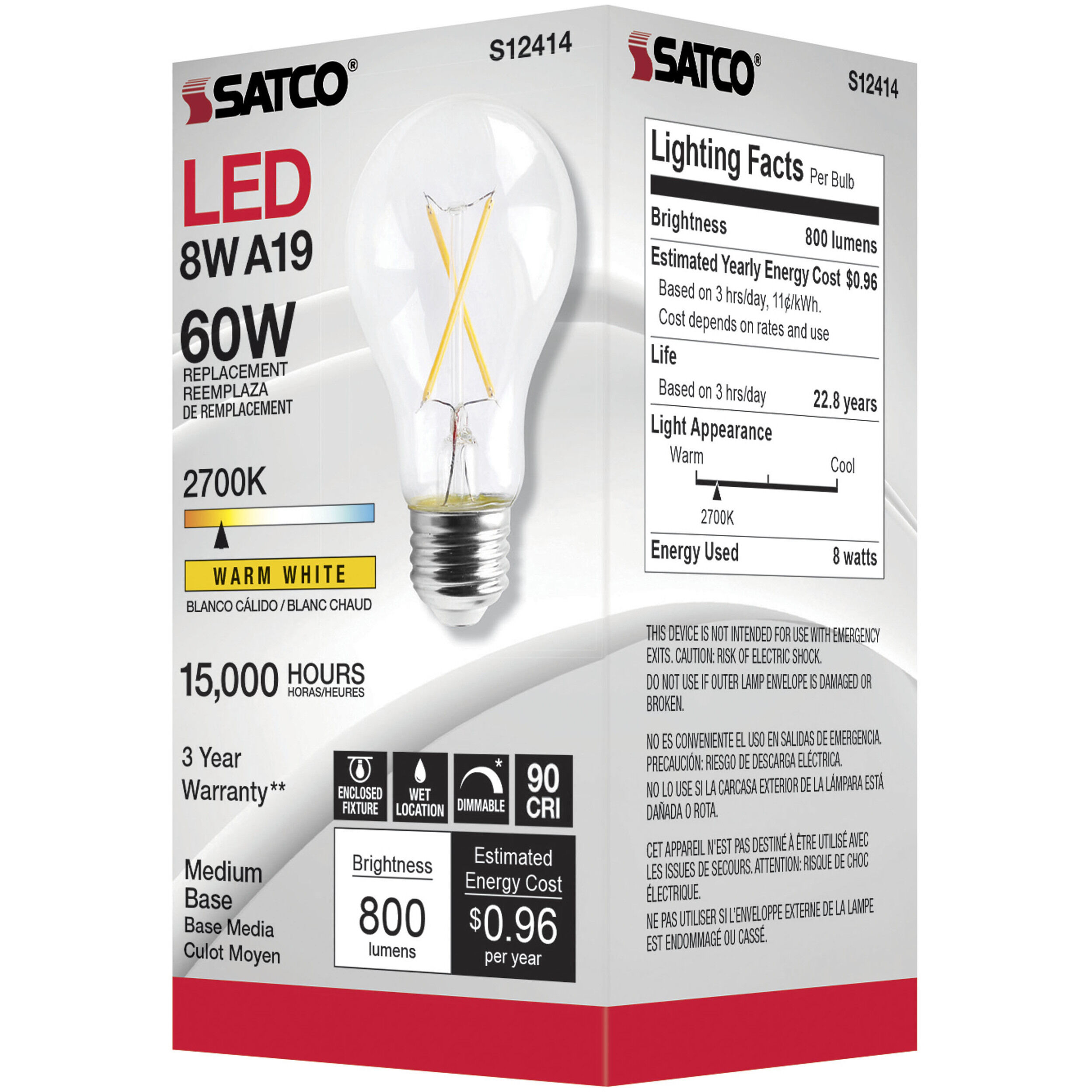 Lumos LED Medium 8.00 watt 120 2700K Light Bulb