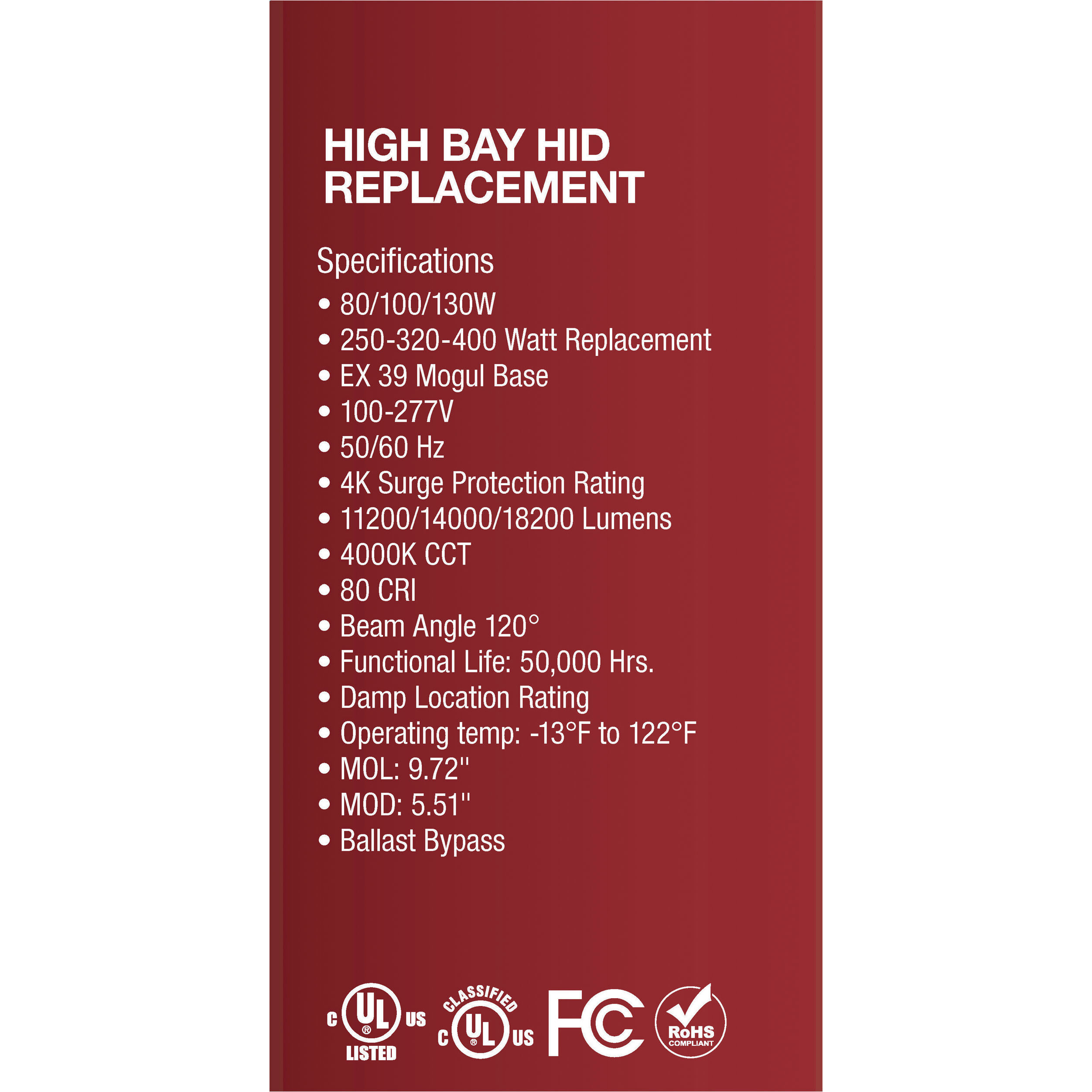 Hi-Pro LED LED Mogul Extended 4000K HID Replacements