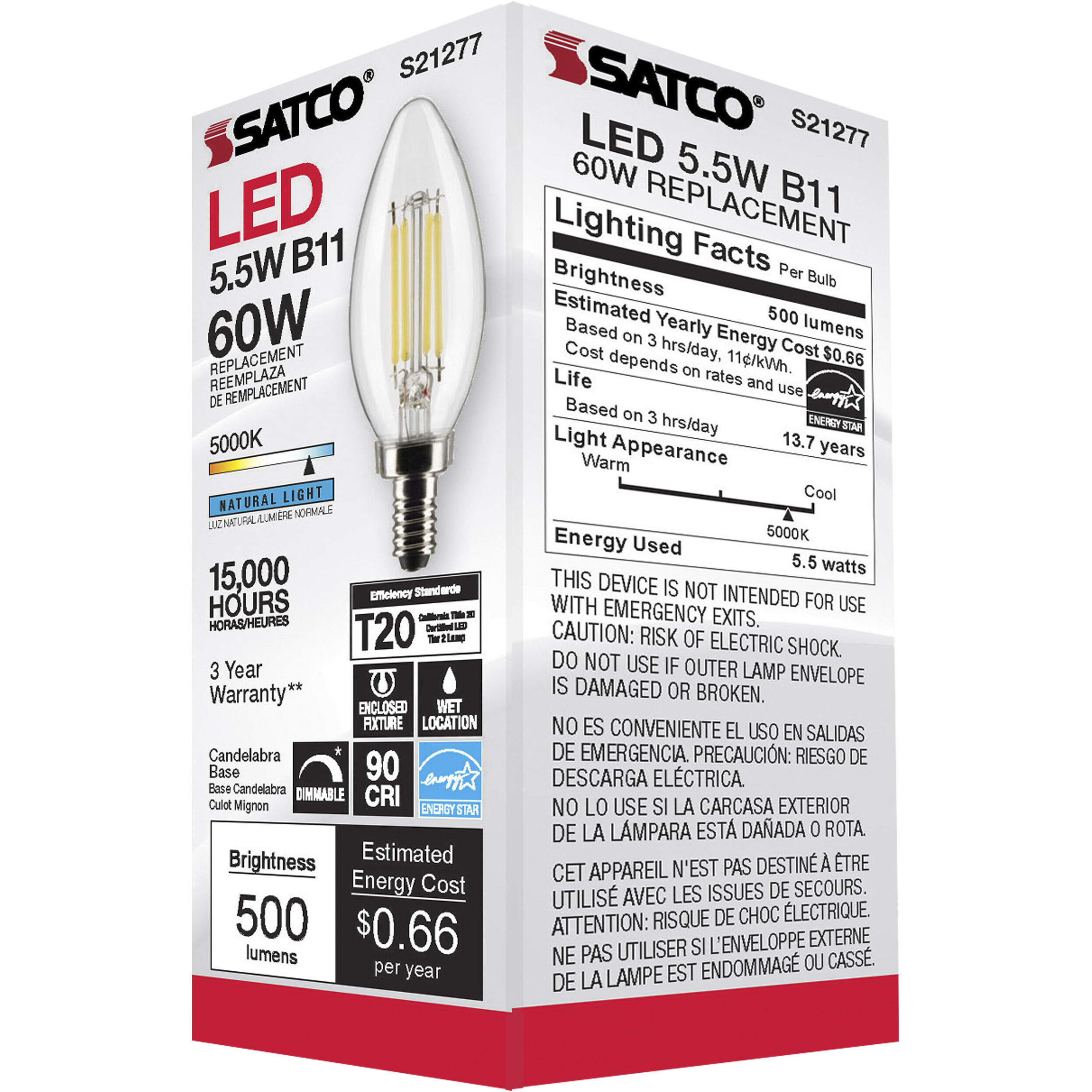 Lumos LED Candelabra Candelabra 5.50 watt 5000K LED Filament