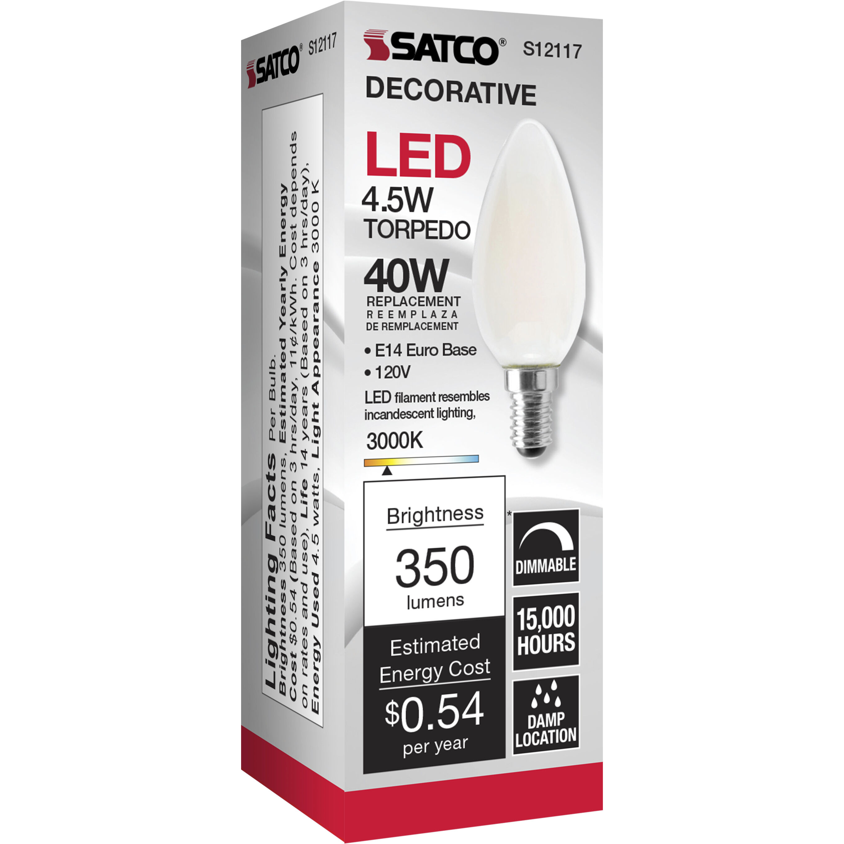 Lumos LED B11 4.50 watt 3000K Light Bulb