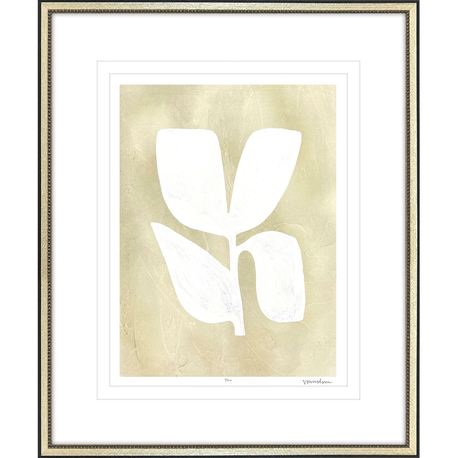 Textured Corolla White and Beige and Neutral Framed Art