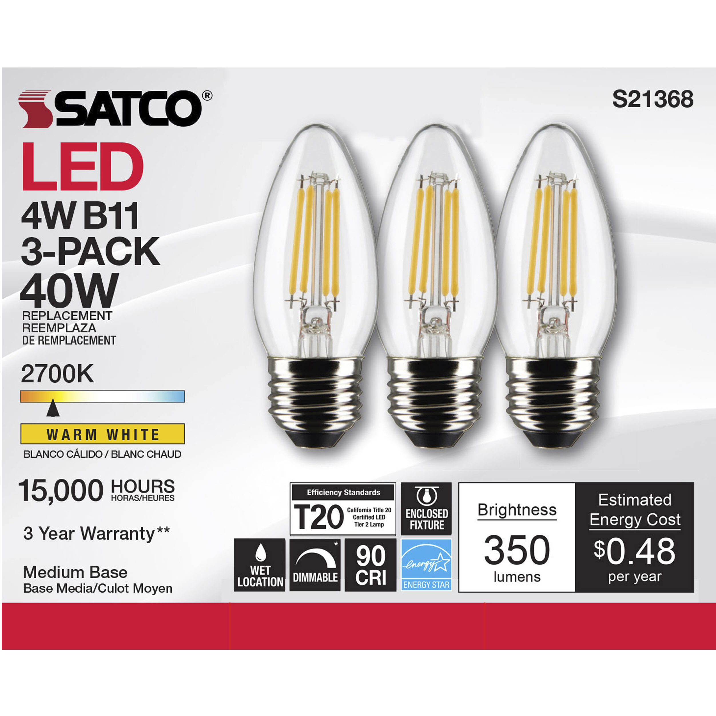 Lumos LED Medium Medium 4.00 watt 2700K LED Filament