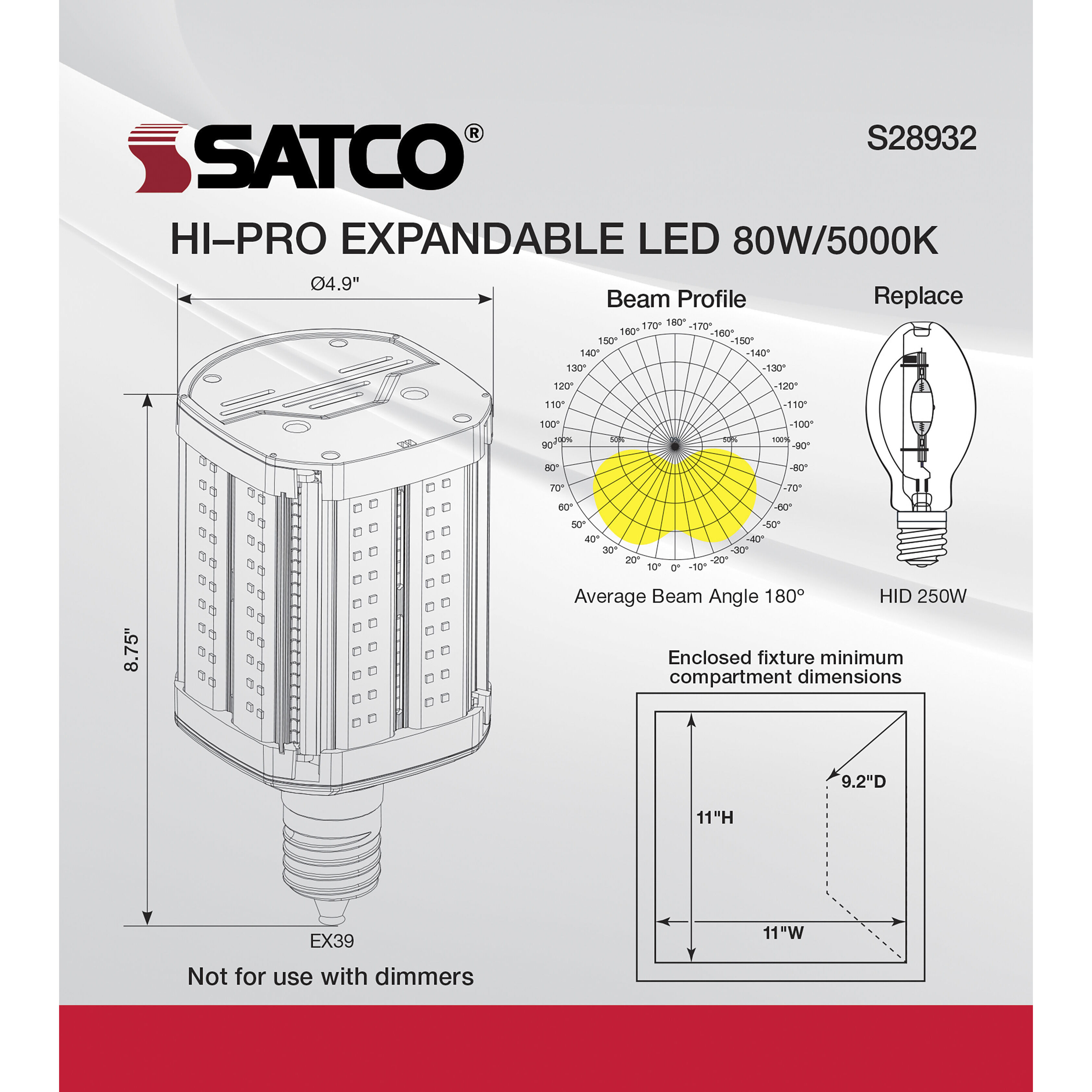 Hi-Pro LED EX39 80 watt 5000K Light Bulb