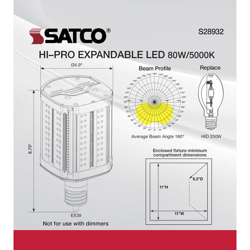 Hi-Pro LED EX39 80.00 watt 5000K Light Bulb
