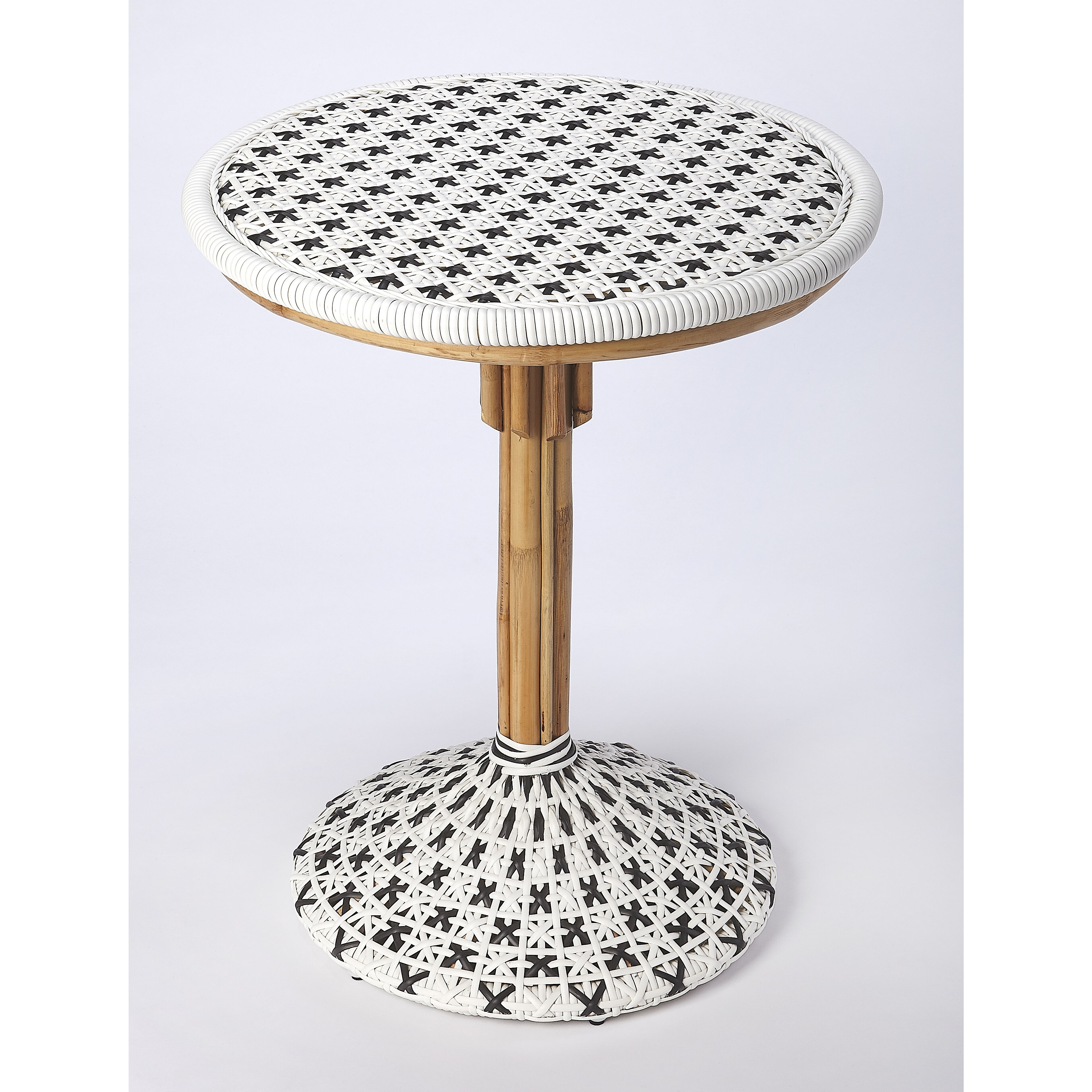 Designer'S Edge Tenor White & Black Rattan 30 X 25 inch Black Foyer Table