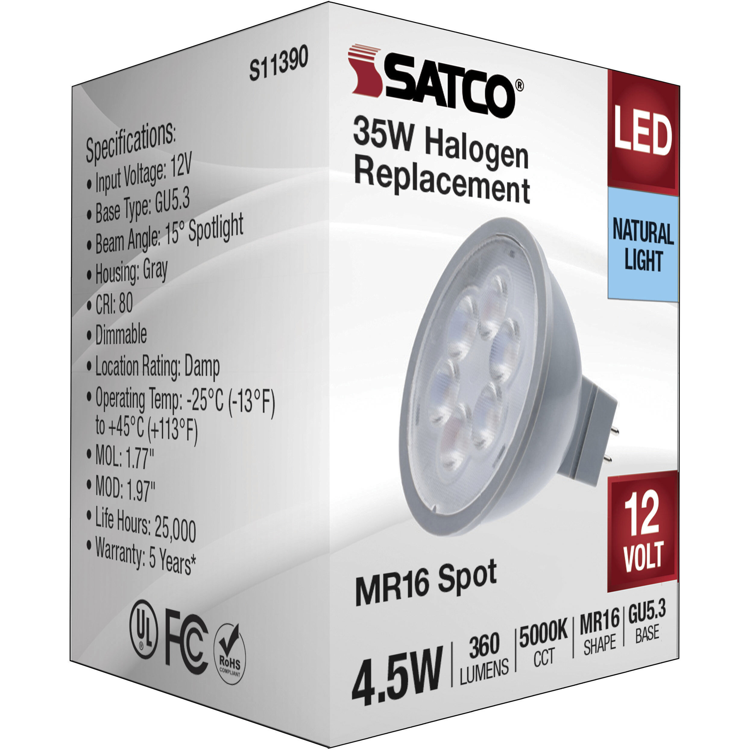 Lumos LED 4.5 watt 12 5000K Light Bulb, MR LED