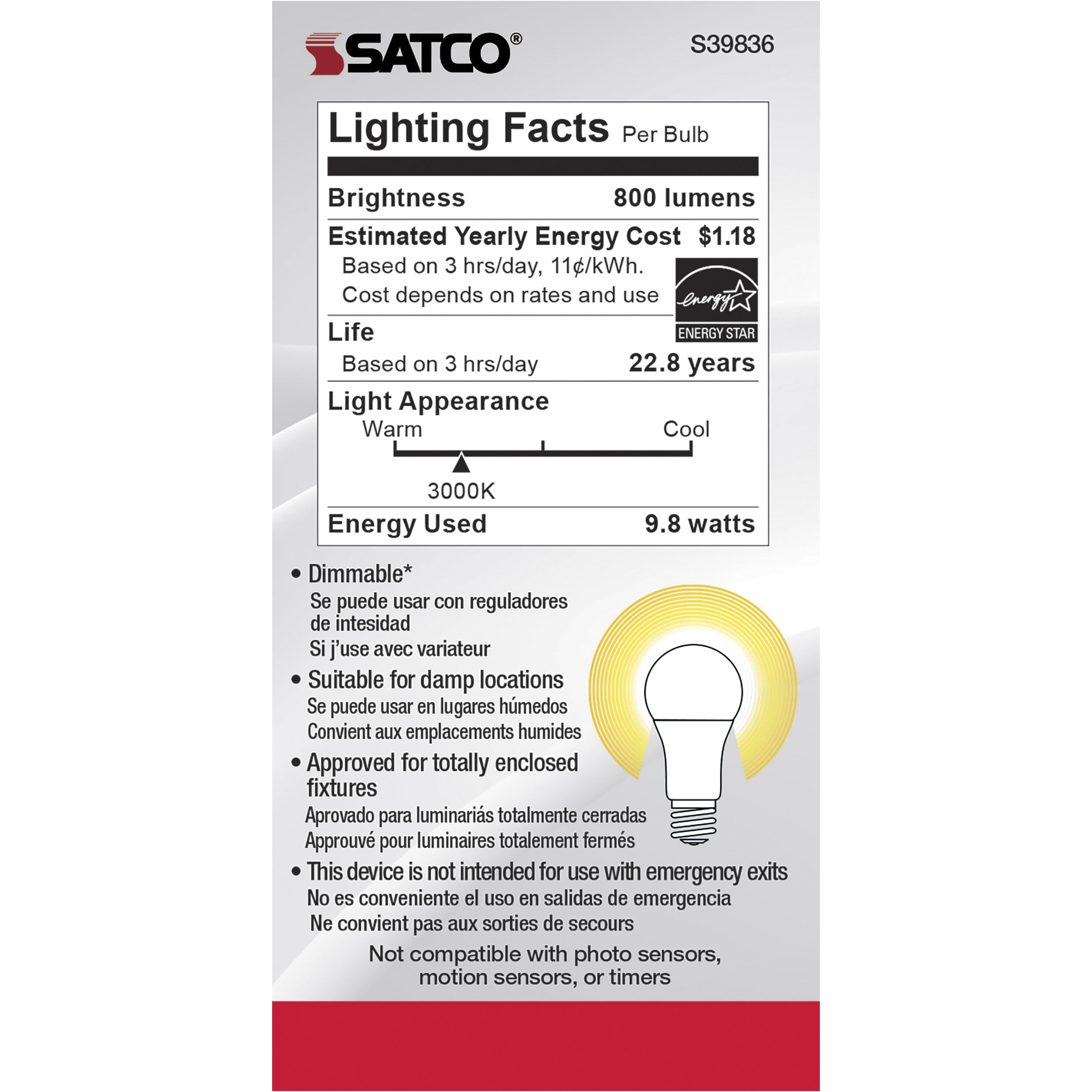 Lumos LED A19 Medium 9.80 watt 3000K Type A