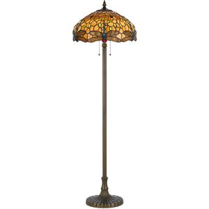 Tiffany 60 inch 60 watt Antique Brass Floor Lamp Portable Light