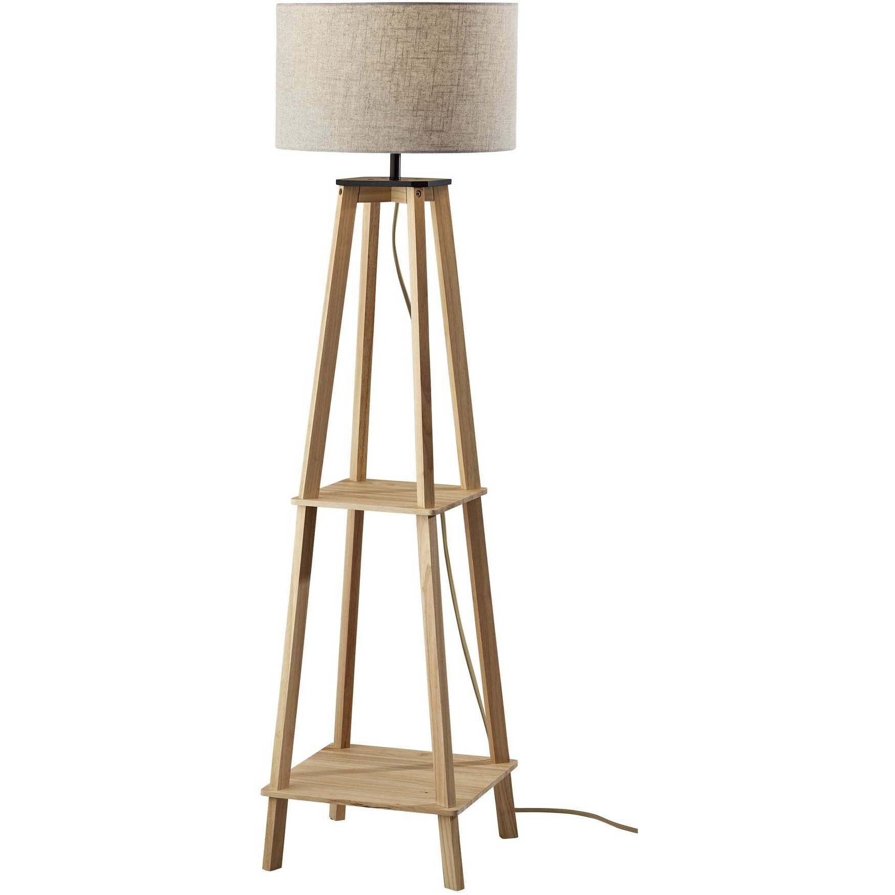 Kirby 59.75 inch 150.00 watt Natural Wood Shelf Floor Lamp Portable Light